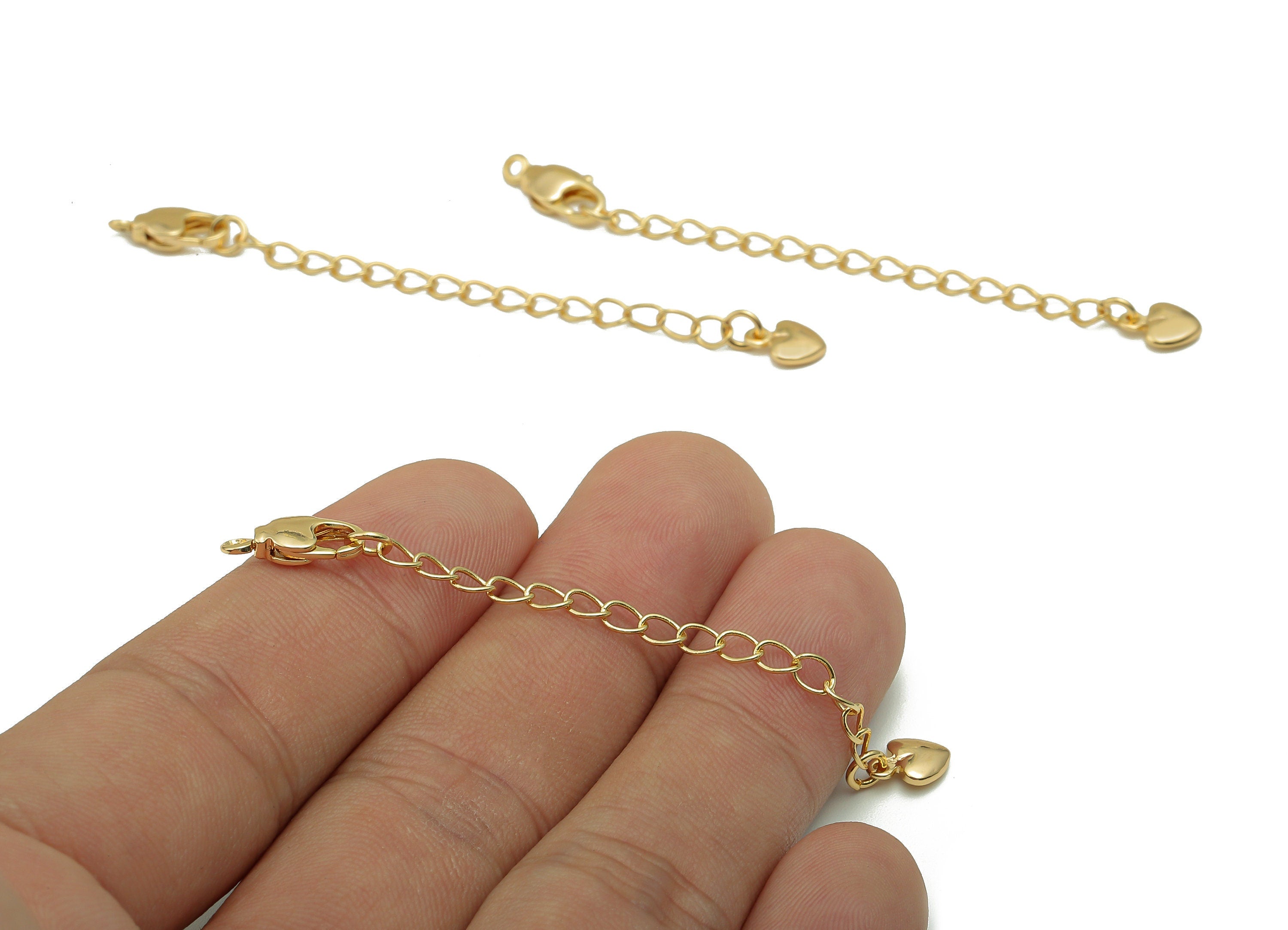 Extender Curb Chain - Extender Safety Clasp - Heart Lobster Clasp - Extension Chain - Parrot Clasps -18K Real Gold Plating -71x6x3mm-RGP5571 - DOMEDBAZAAR