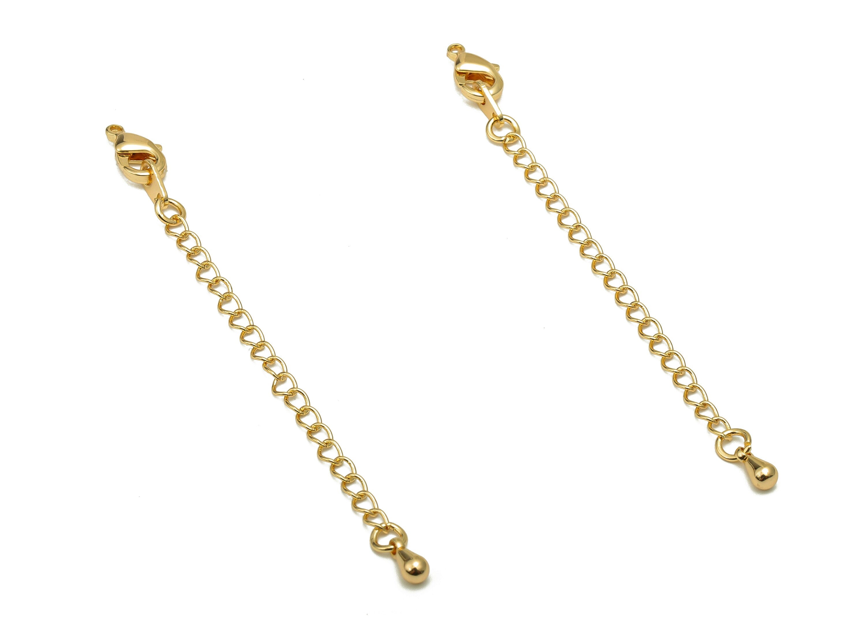 Extender Curb Chain - Extender Safety Clasp - Lobster Clasp - Extension chain - Double Parrot Clasps -18K Real Gold Plating-71x5x3mm-RGP5573 - DOMEDBAZAAR