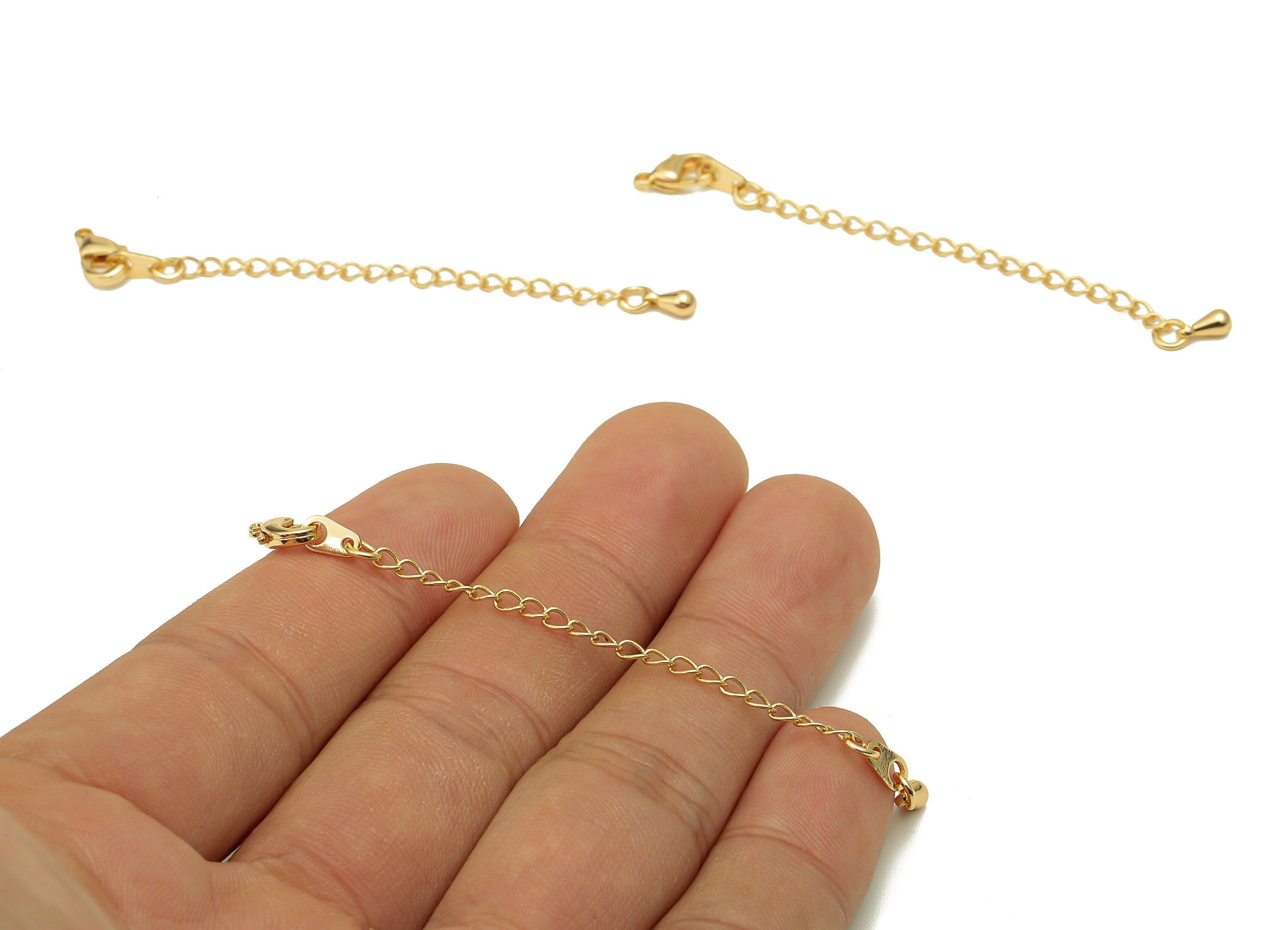 Extender Curb Chain - Extender Safety Clasp - Lobster Clasp - Extension chain - Double Parrot Clasps -18K Real Gold Plating-71x5x3mm-RGP5573 - DOMEDBAZAAR