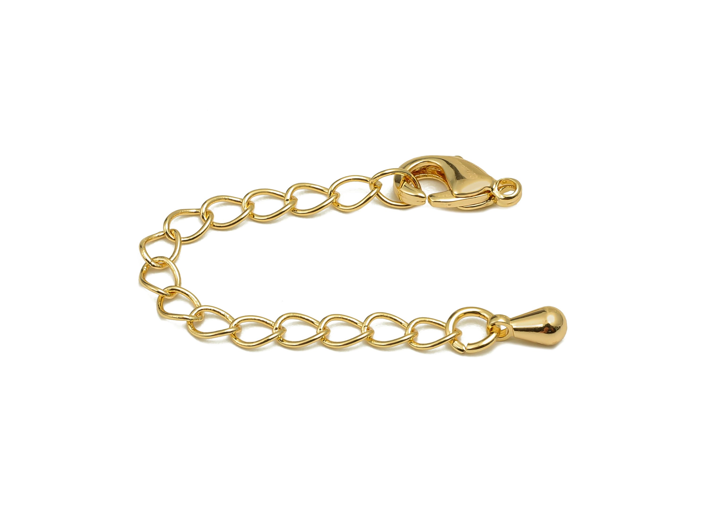 Extender Curb Chain - Extender Safety Clasp - Drop Lobster Clasp - Extension Chain - Parrot Clasps - 18K Real Gold Plating -65x5x2mm-RGP5574 - DOMEDBAZAAR