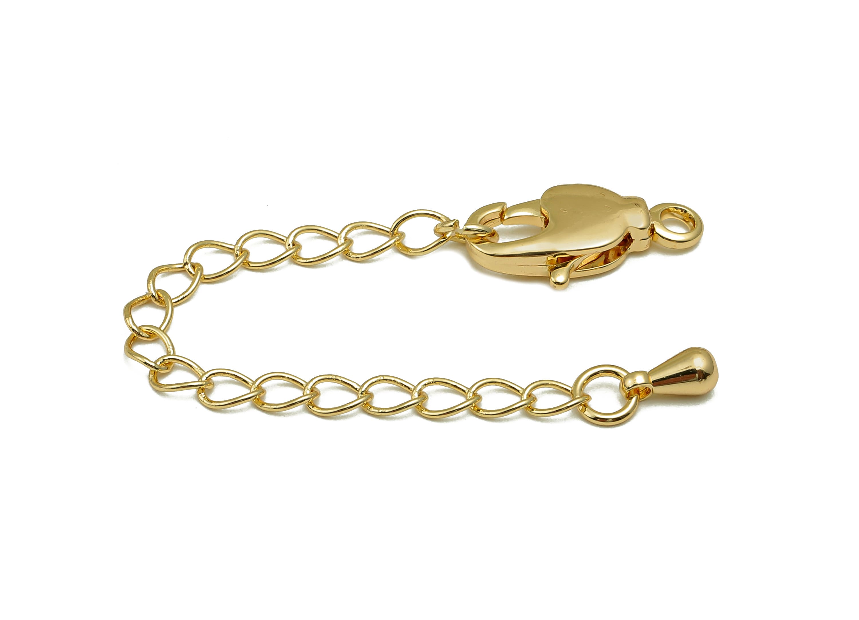Extender Curb Chain - Extender Safety Clasp - Drop Lobster Clasp - Extension Chain - Parrot Clasps - 18K Real Gold Plating -72x7x3mm-RGP5575 - DOMEDBAZAAR