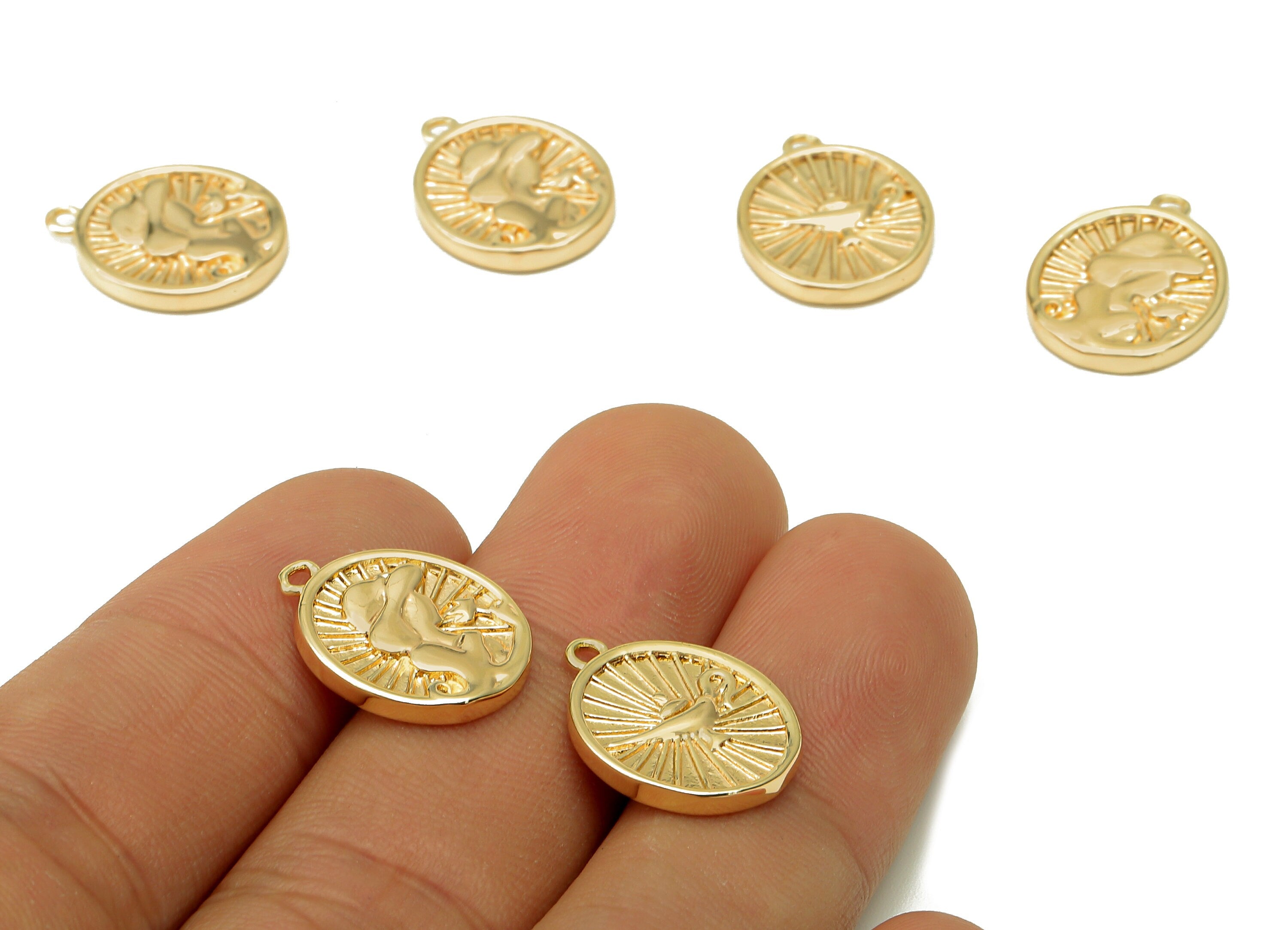 Brass Oval Earring Charm - Girl With Hat Portrait Oval Earring - Oval Pendant With Loop - 18K Real Gold Plating - 17.6x13.7x2.1mm - RGP5578 - DOMEDBAZAAR