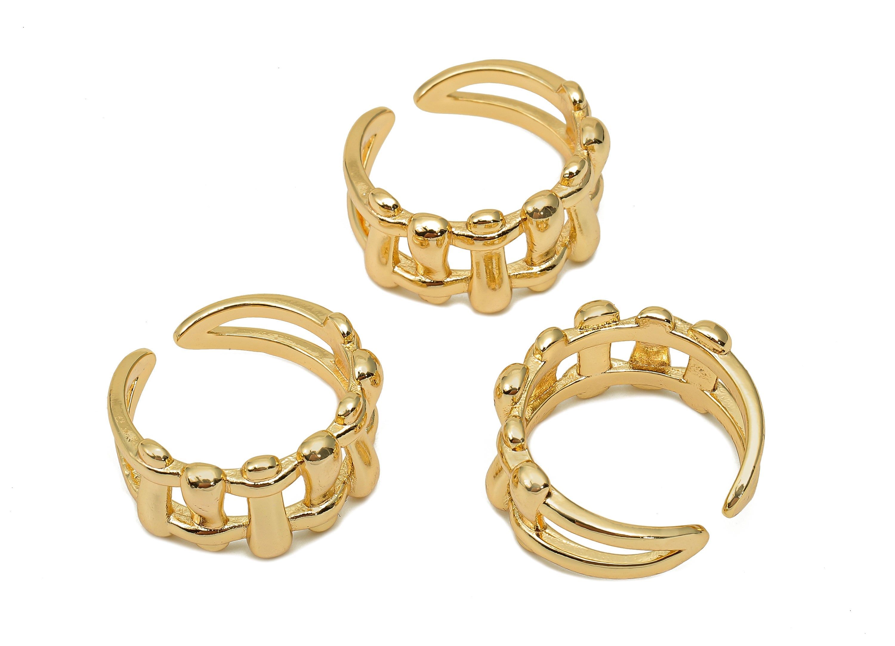 Brass Woven Open Round Ring -  Gold Square Hollow Hoop Ring - Gold Wide C Circle Hoop - 18K Real Gold Plated Brass - 2x21x2.2mm - RGP5698 - DOMEDBAZAAR