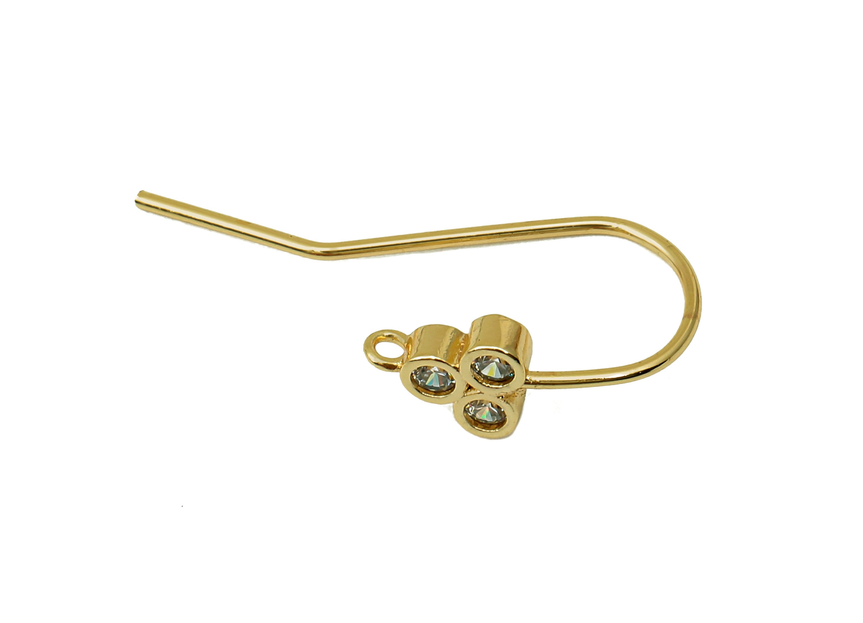 Brass Flower Hook Earring With Zircon - Gold Hook Earring - Ear Wire With Loop - 18K Real Gold Plating - 25.3X21.7X2.1mm - RGP5598 - DOMEDBAZAAR