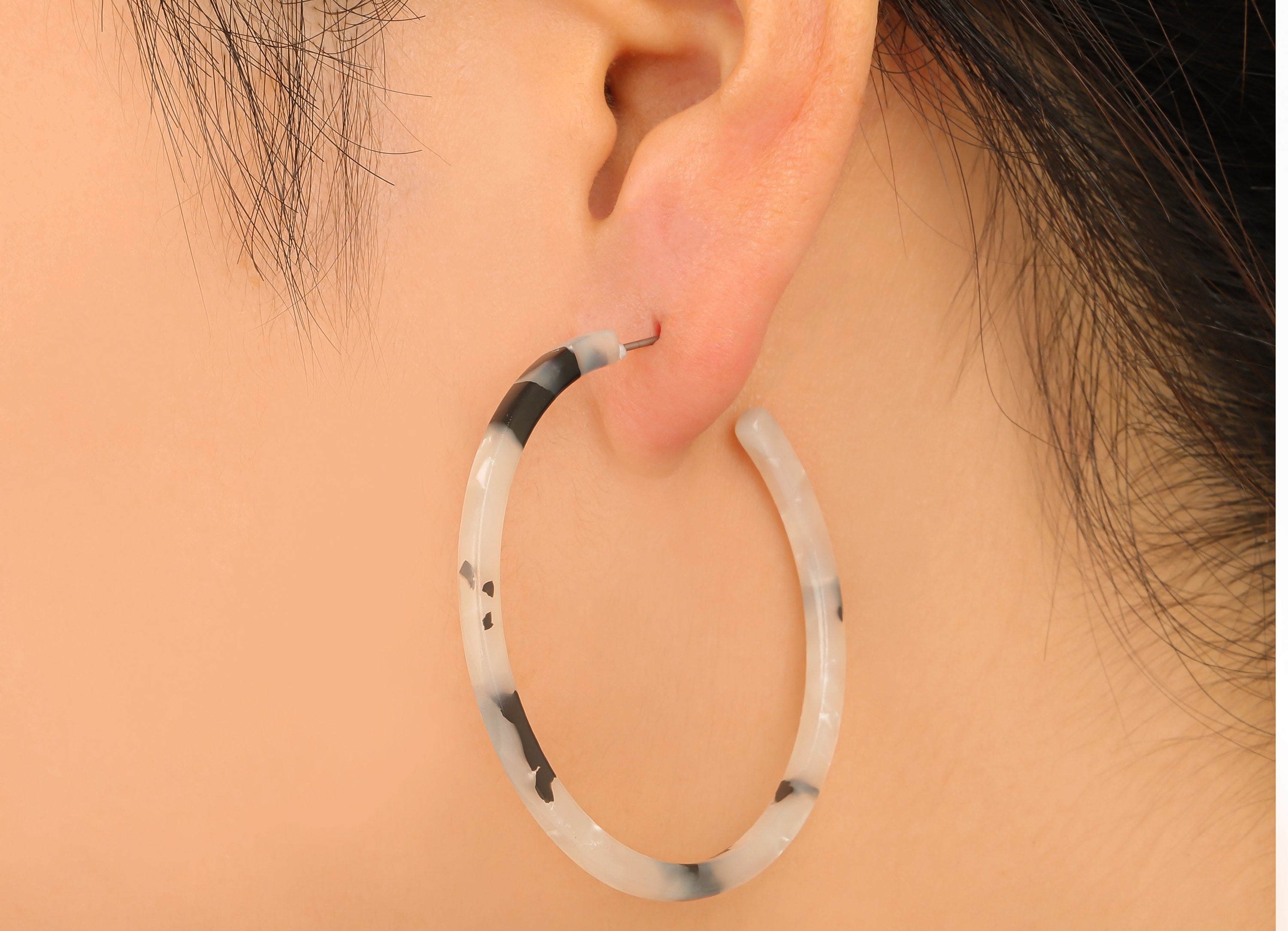Open Hoop Earrings Stud - 2.5 inch Hoop Earring - Acetate Round Earring Post - Color Code: A15 - 50.8x50.8x2.79mm - AC1172-A15 - DOMEDBAZAAR