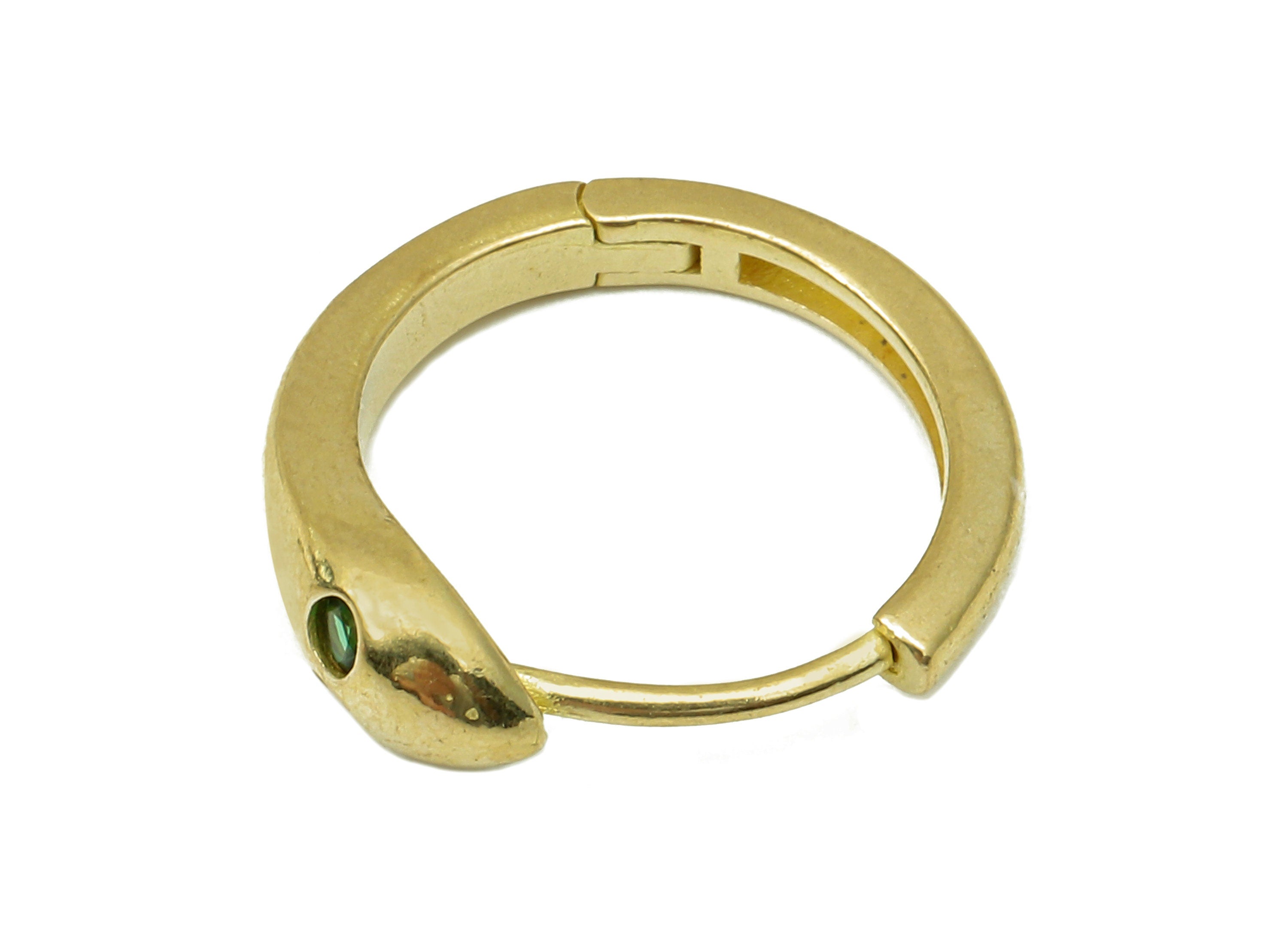 Brass Round Snake Earring Clasp - Raw Brass Hoop Clasp With Zircon - Circle Simple Hoop Earrings - Snake Clasps - 16.6x4.9x2.4mm - PP8171 - DOMEDBAZAAR