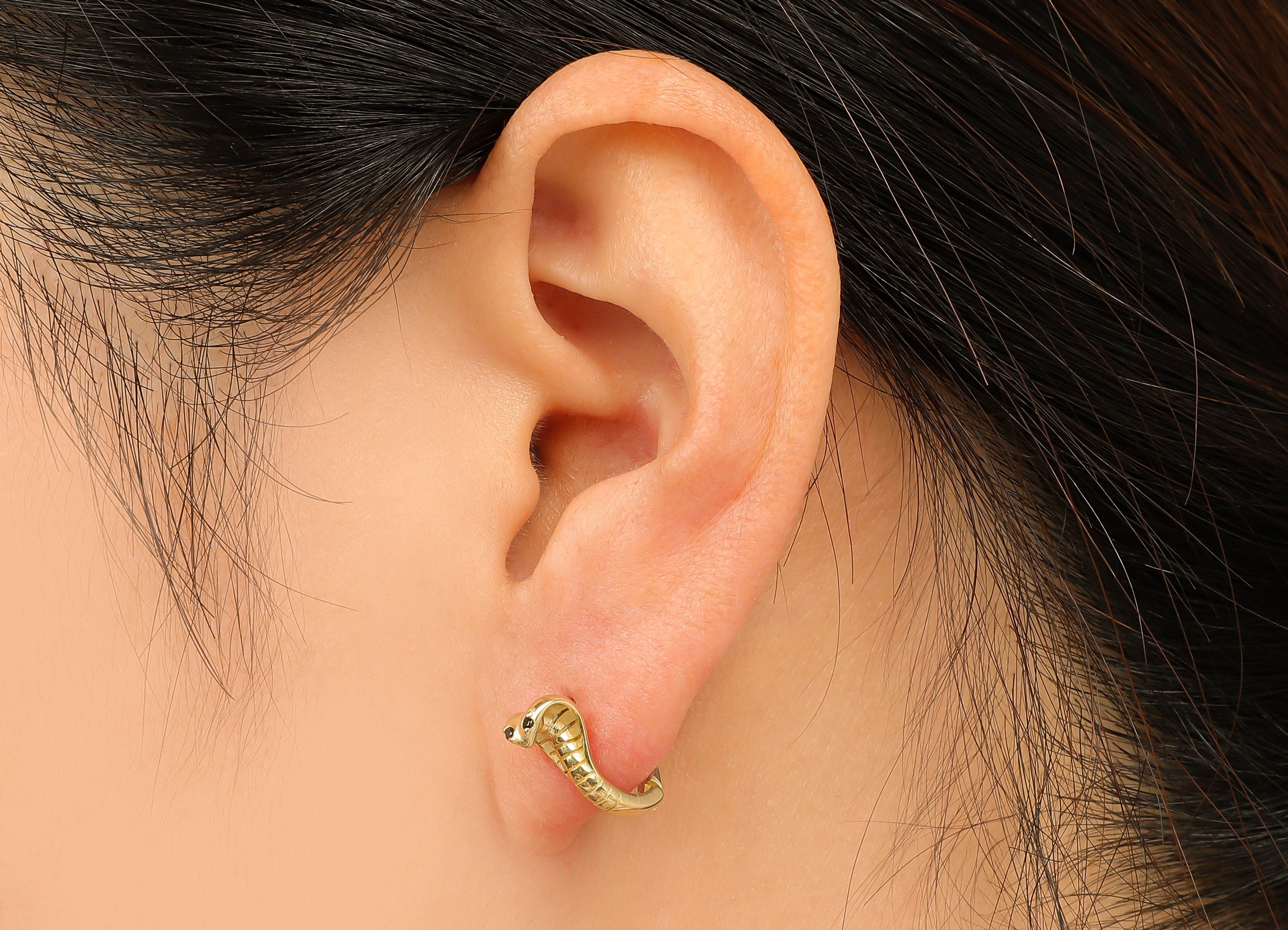 Brass Round Snake Earring Clasp - Raw Brass Cobra Hoop Clasps - Circle Hoop Earrings With Zircon - Snake Clasp - 16.3x12.2x1.7mm - PP8173 - DOMEDBAZAAR