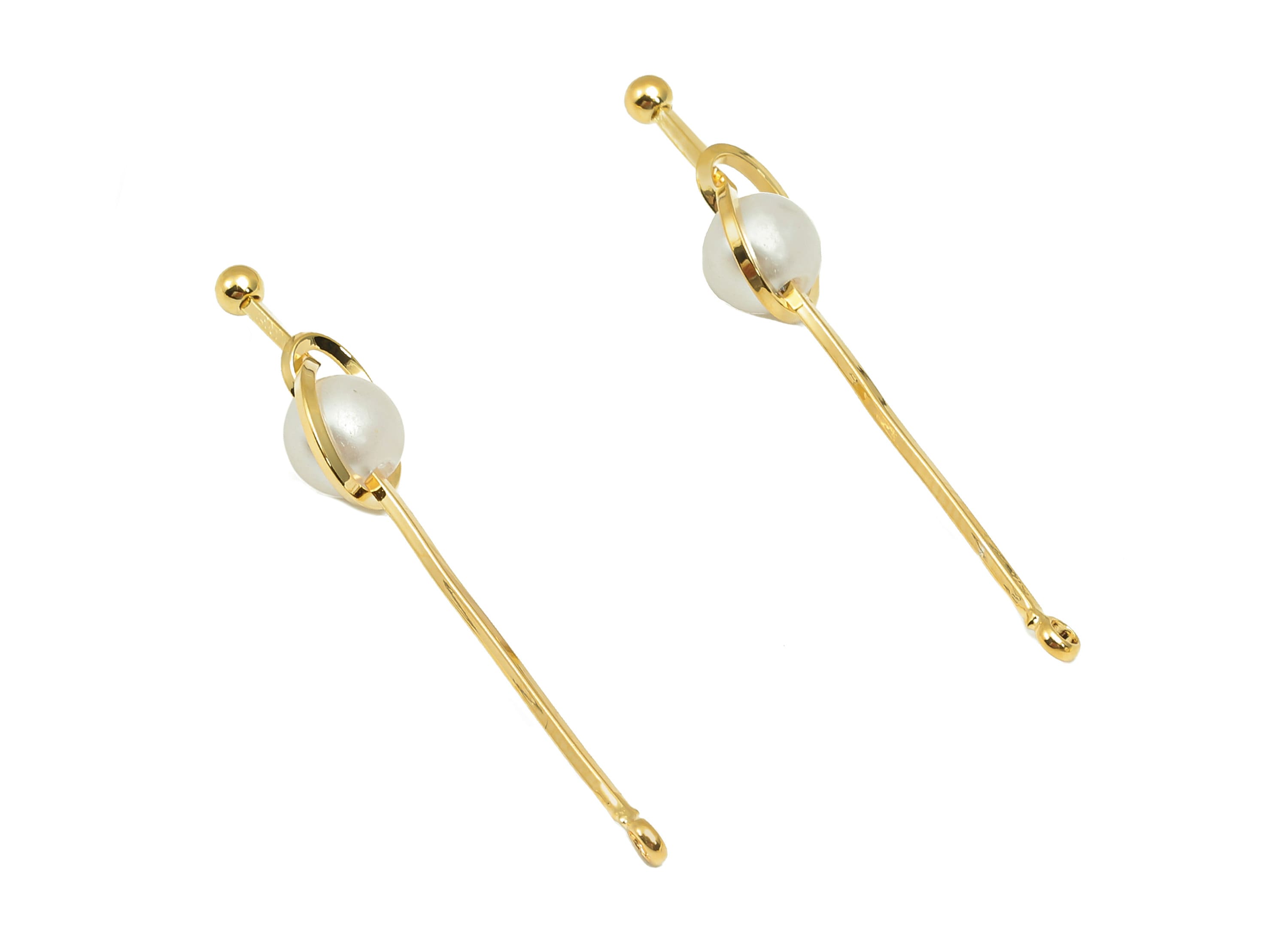 Brass Bar Beads Charm - Shell Bead Earring - Gold Knot Pendant With Loop - Gift For Her - 18K Real Gold Plating - 38.3x7.7x5.7mm - RGP5761 - DOMEDBAZAAR