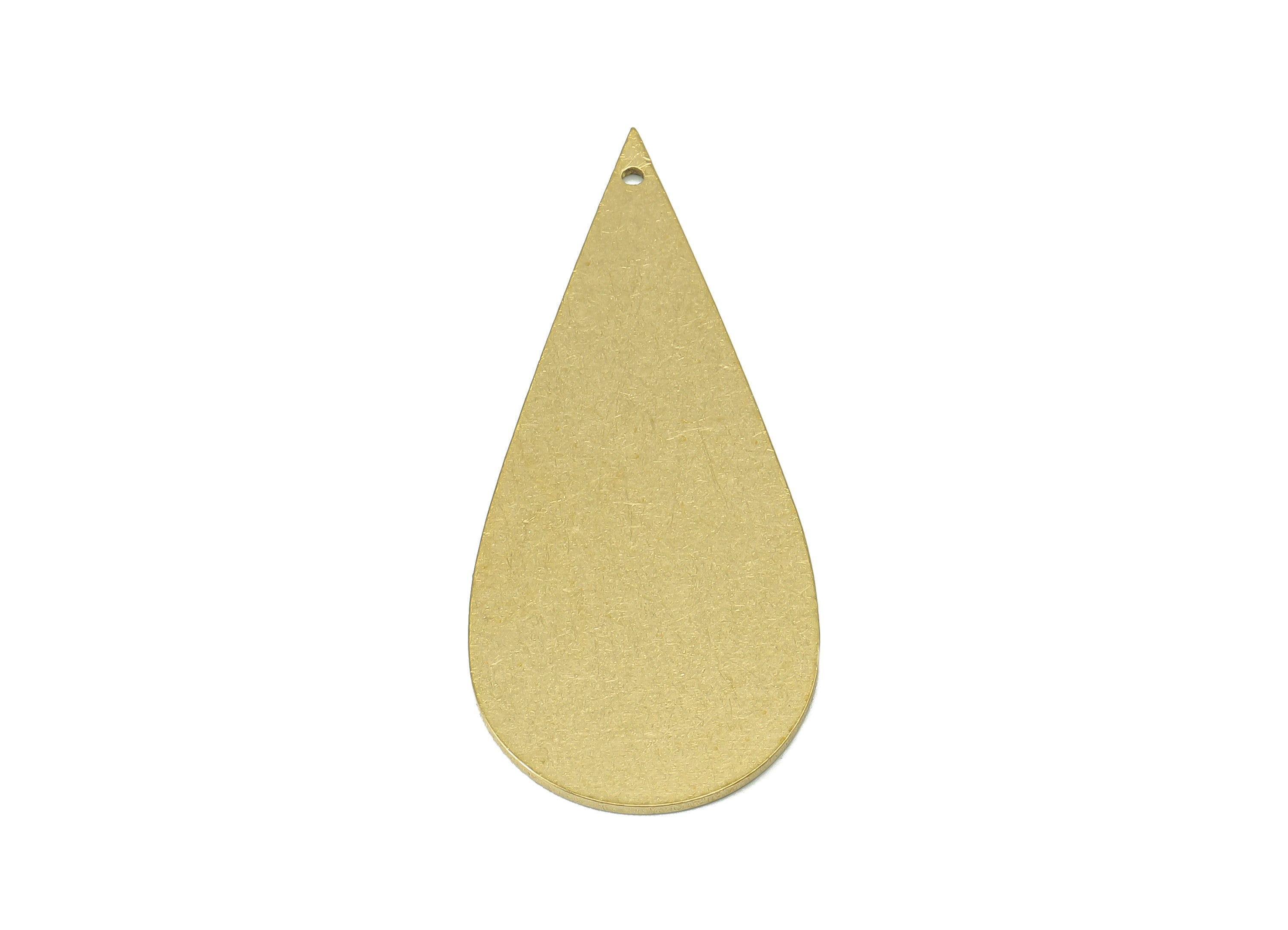 Brass Drop Earrings Charms - Raw Brass Teardrop Earring - Drop Pendant With Hole - Stamping Blank - For Necklace - 44.1x18.6x0.9mm - PP8243 - DOMEDBAZAAR