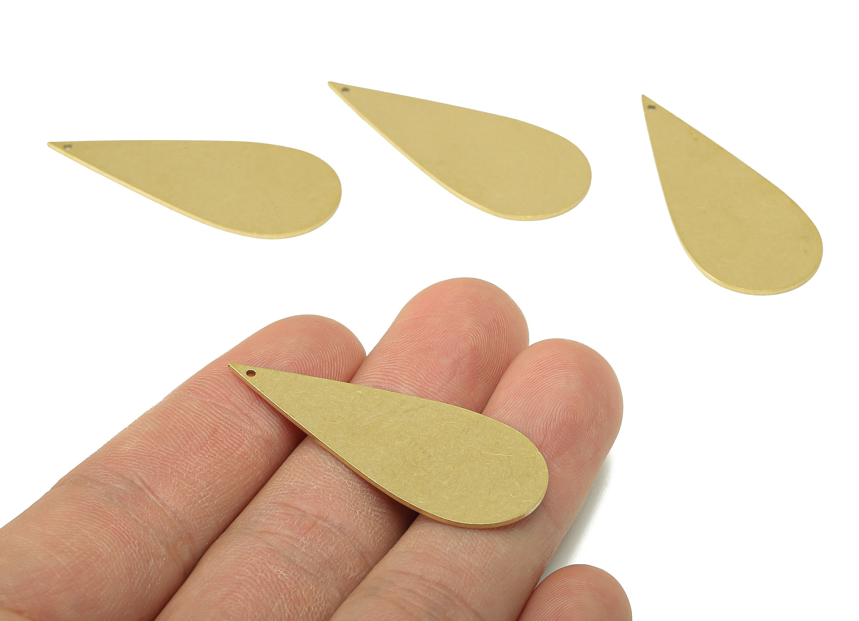 Brass Drop Earrings Charms - Raw Brass Teardrop Earring - Drop Pendant With Hole - Stamping Blank - For Necklace - 44.1x18.6x0.9mm - PP8243 - DOMEDBAZAAR