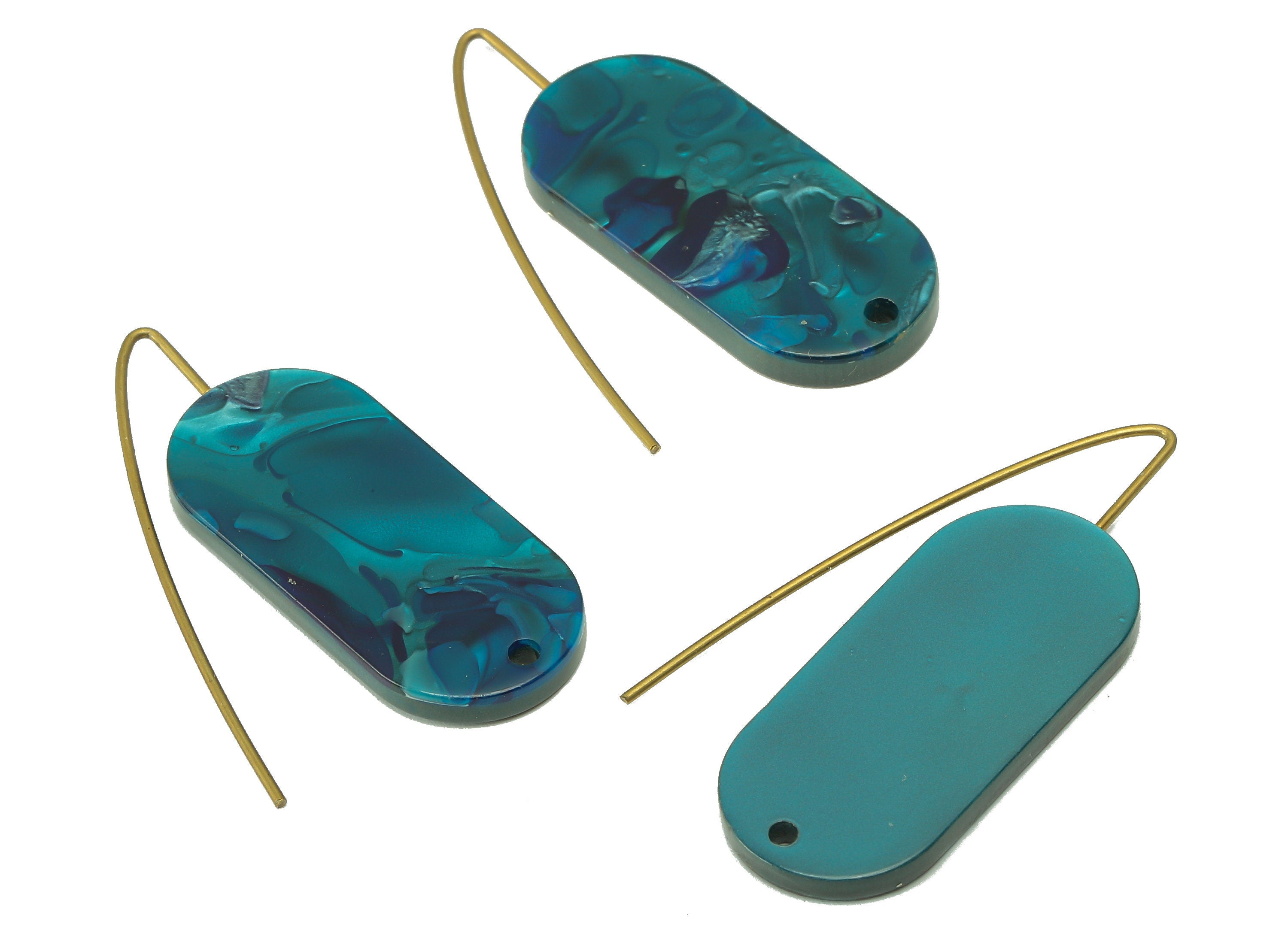 Acrylic Oval Ear Wire Hook - Oval Earring With Hole - Brass Earring Wire Connector - Color Code: A631 - 38.73x13.87x2.32mm - AC2584-A631 - DOMEDBAZAAR