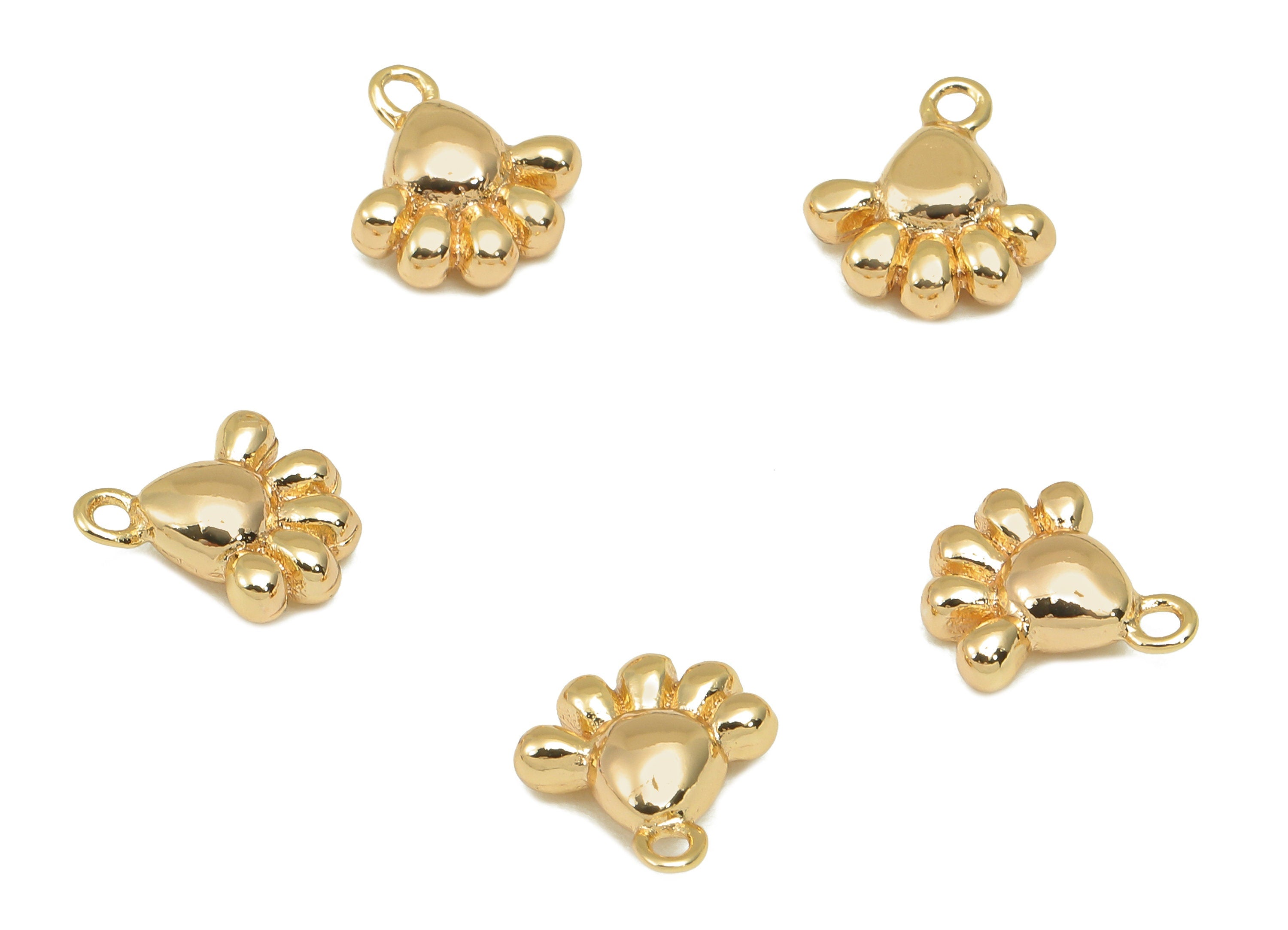 Brass Mini Feet Earring Charm - Gold Tiny Feet Cabochon Earring - Necklace Pendant With Loop - 18K Real Gold Plating -10.8x9.5x3.5mm-RGP5780 - DOMEDBAZAAR