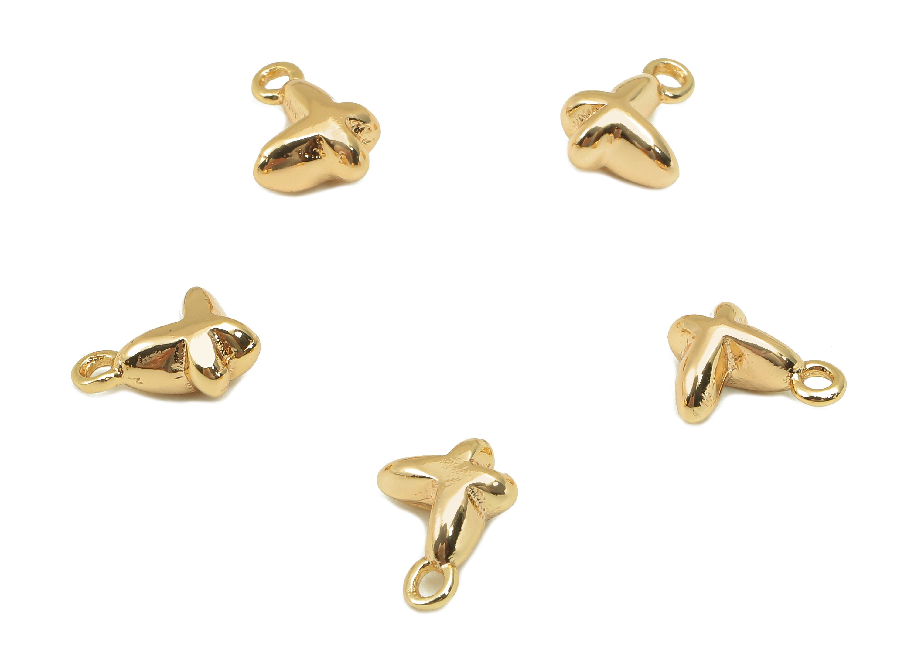 Brass Mini Butterfly Earring Charm - Gold Tiny Cabochon Earring - Necklace Pendant With Loop - 18K Real Gold Plating - 9.7x7.2x3.8mm-RGP5784 - DOMEDBAZAAR