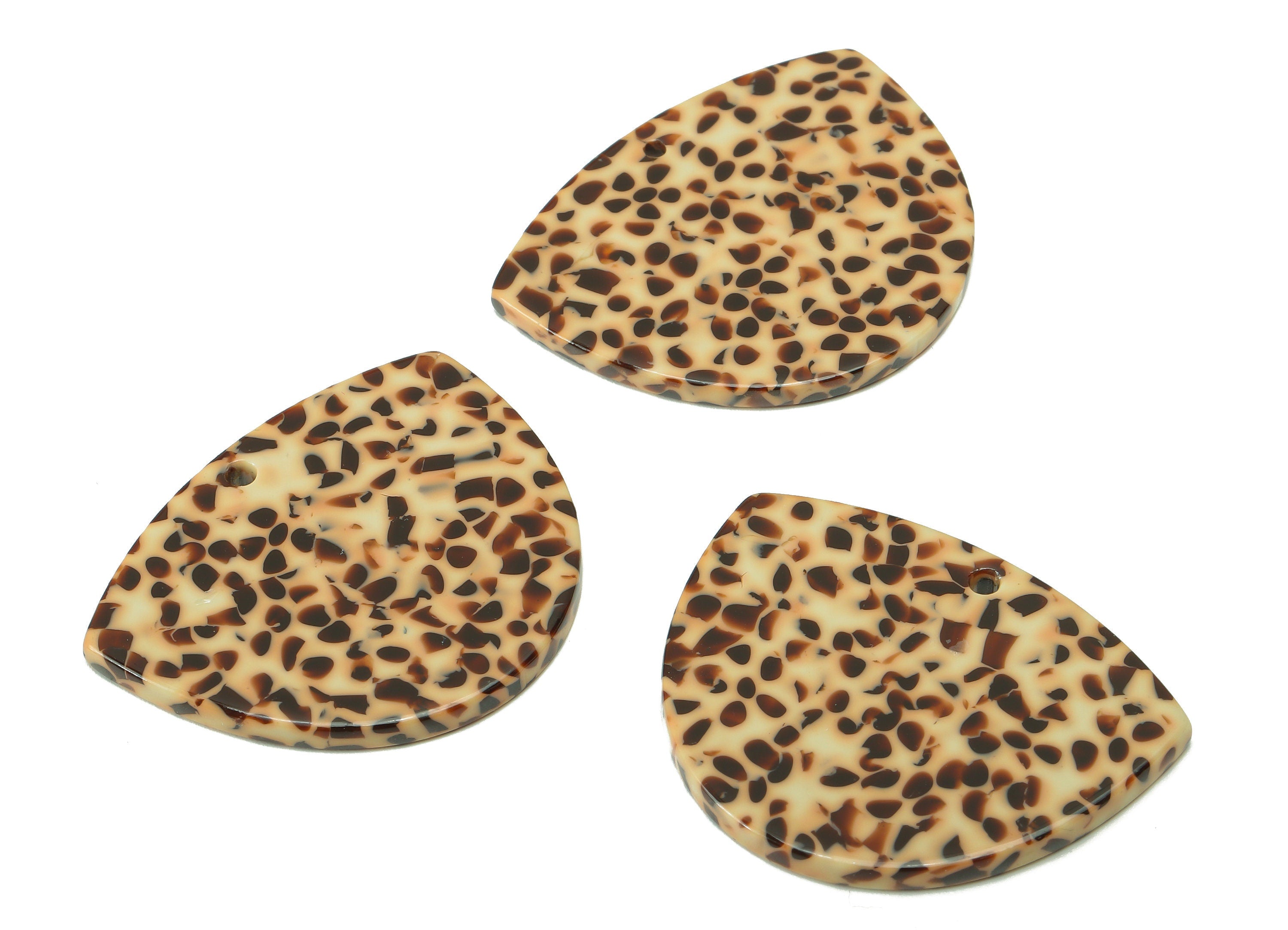 Acetate Geometry Earring Charm - Brown Spots Geometry Earring - Geometry Pendant With Hole - Color Code: A789 - 37.1x30x2.5mm - AC2586-A789 - DOMEDBAZAAR