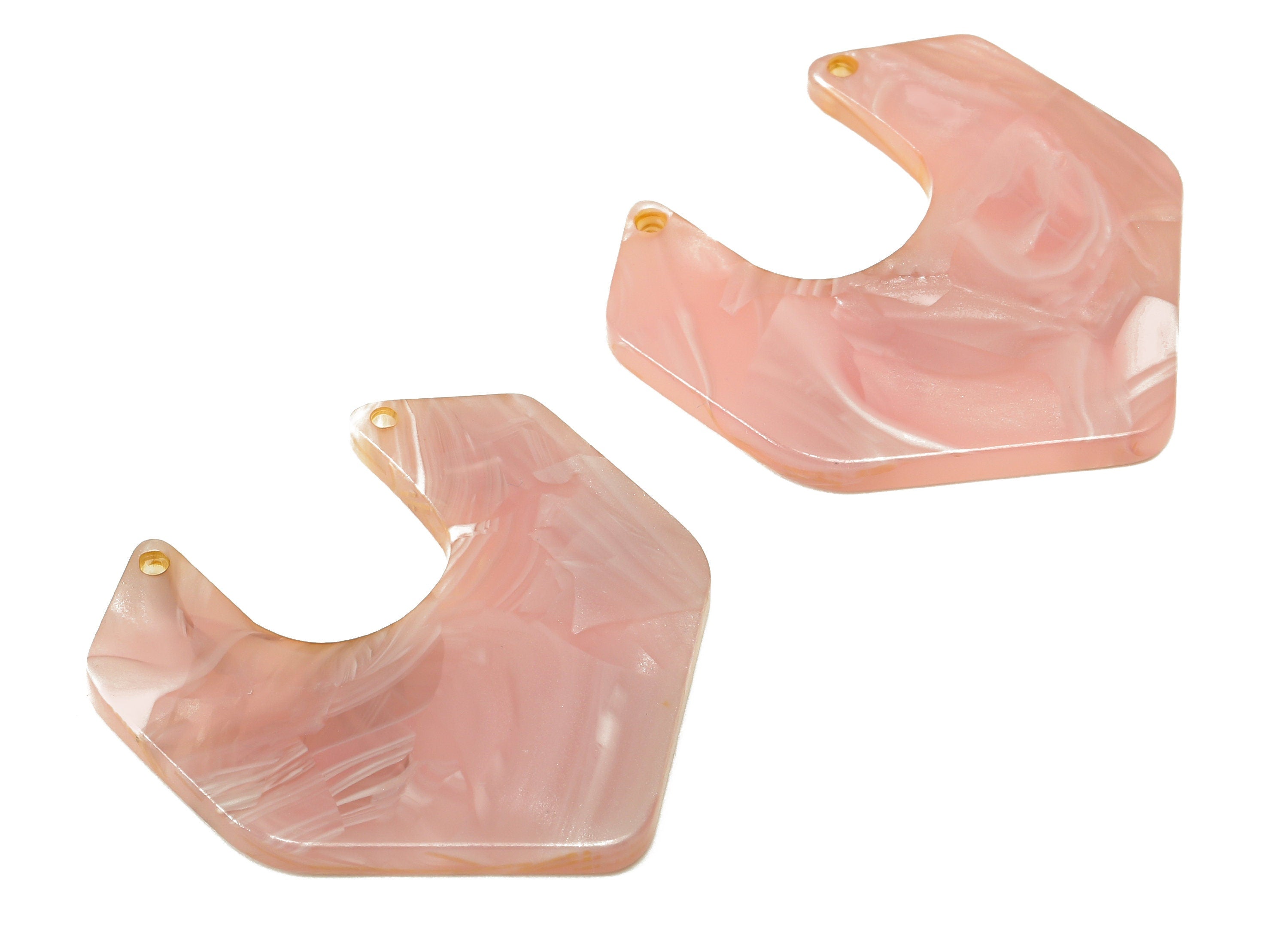 Acrylic Geometry Connector - Pink Irregular Charms - 2 Holes - Geometry Pendant - Color Code: A26 - 30.32x29.38x2.32mm - AC2587-A26 - DOMEDBAZAAR
