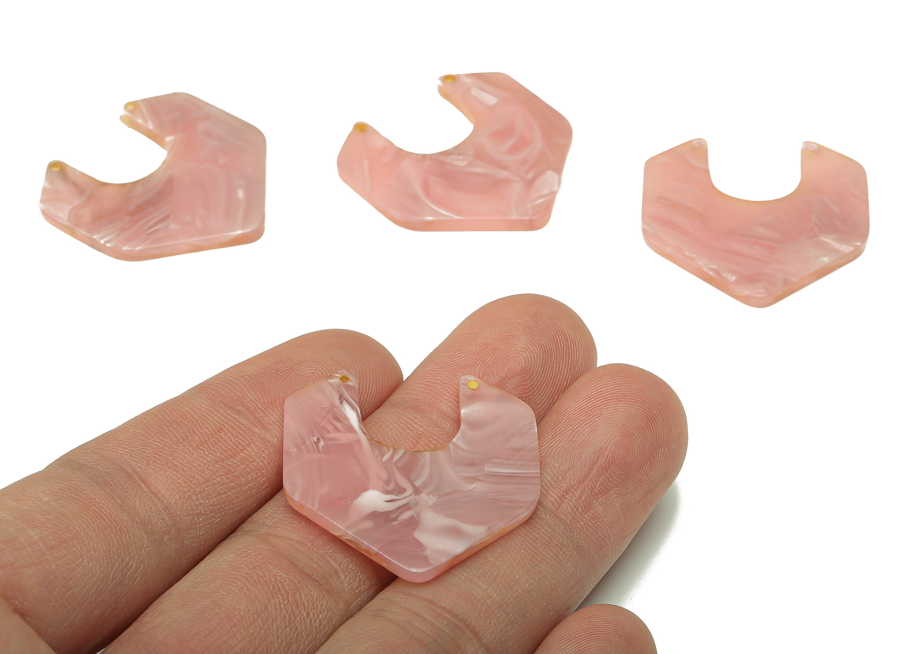 Acrylic Geometry Connector - Pink Irregular Charms - 2 Holes - Geometry Pendant - Color Code: A26 - 30.32x29.38x2.32mm - AC2587-A26 - DOMEDBAZAAR