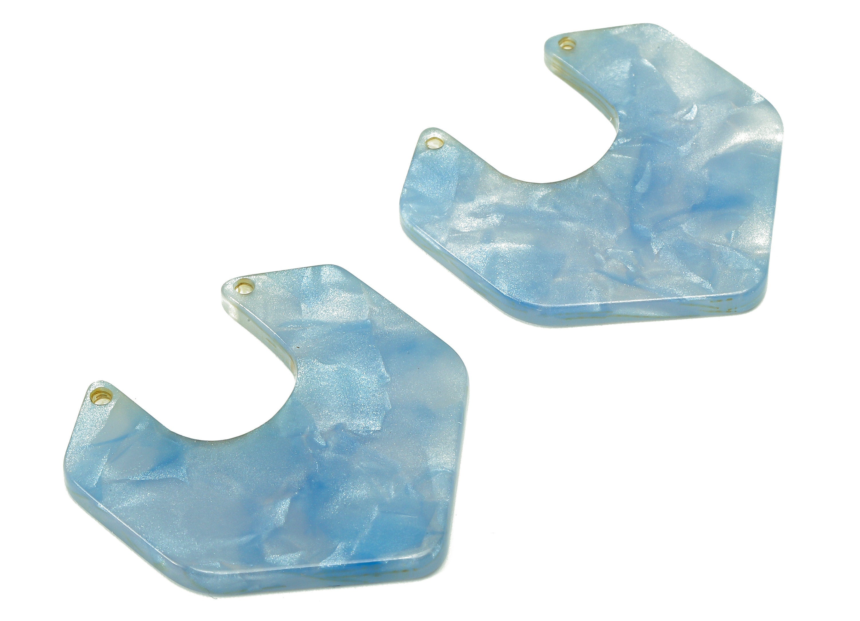 Acrylic Geometry Connector - Blue Irregular Charms - 2 Holes - Geometry Pendant - Color Code: A765 - 30.37x29.44x2.68mm - AC2587-A765 - DOMEDBAZAAR