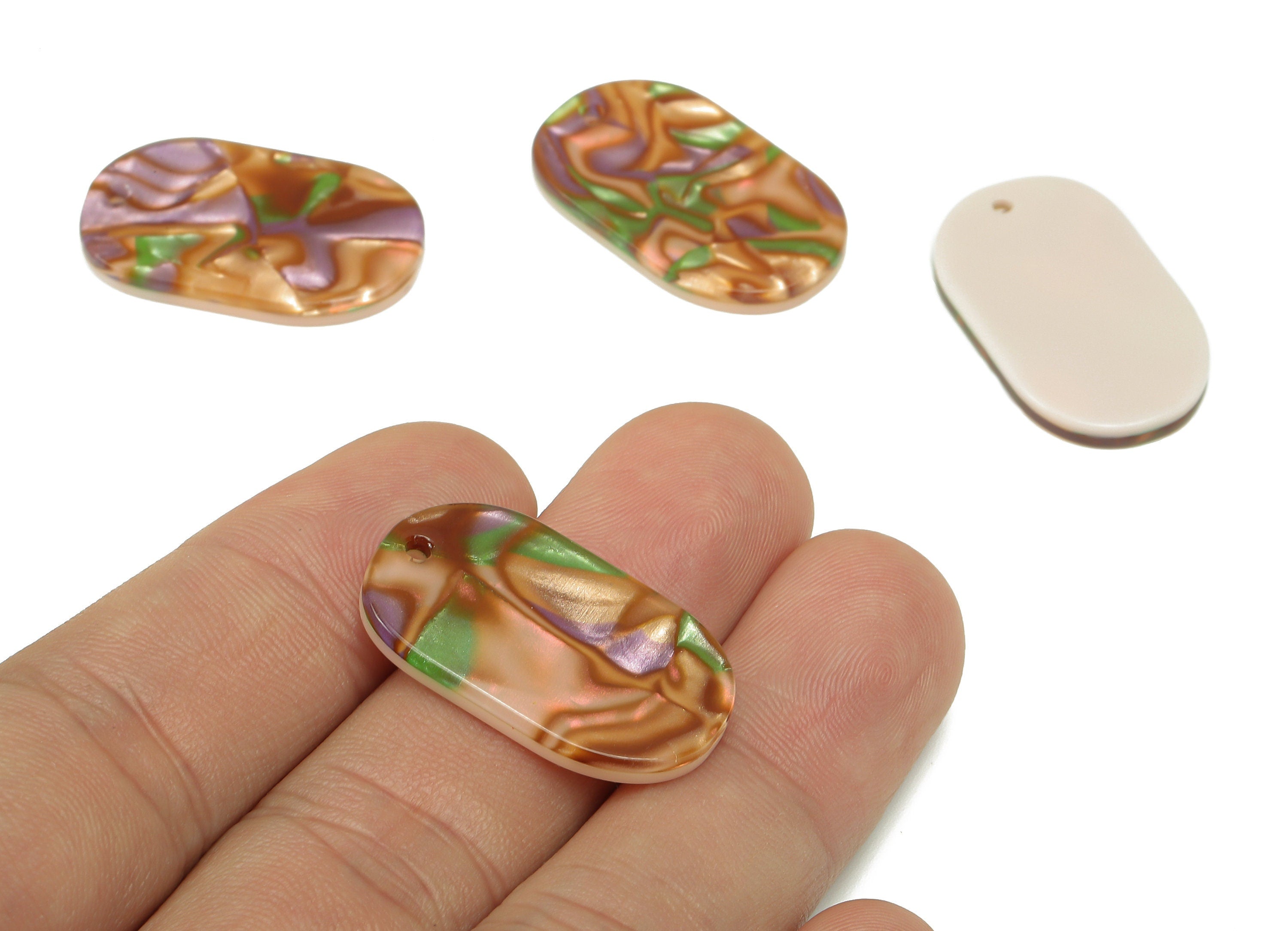 Acetate Oval Earrings Charms - Acetate Oval Earring - Oval Pendant - Earring Findings - Color Code: A289 - 27.5x16.6x2.7mm - AC1158-A289 - DOMEDBAZAAR