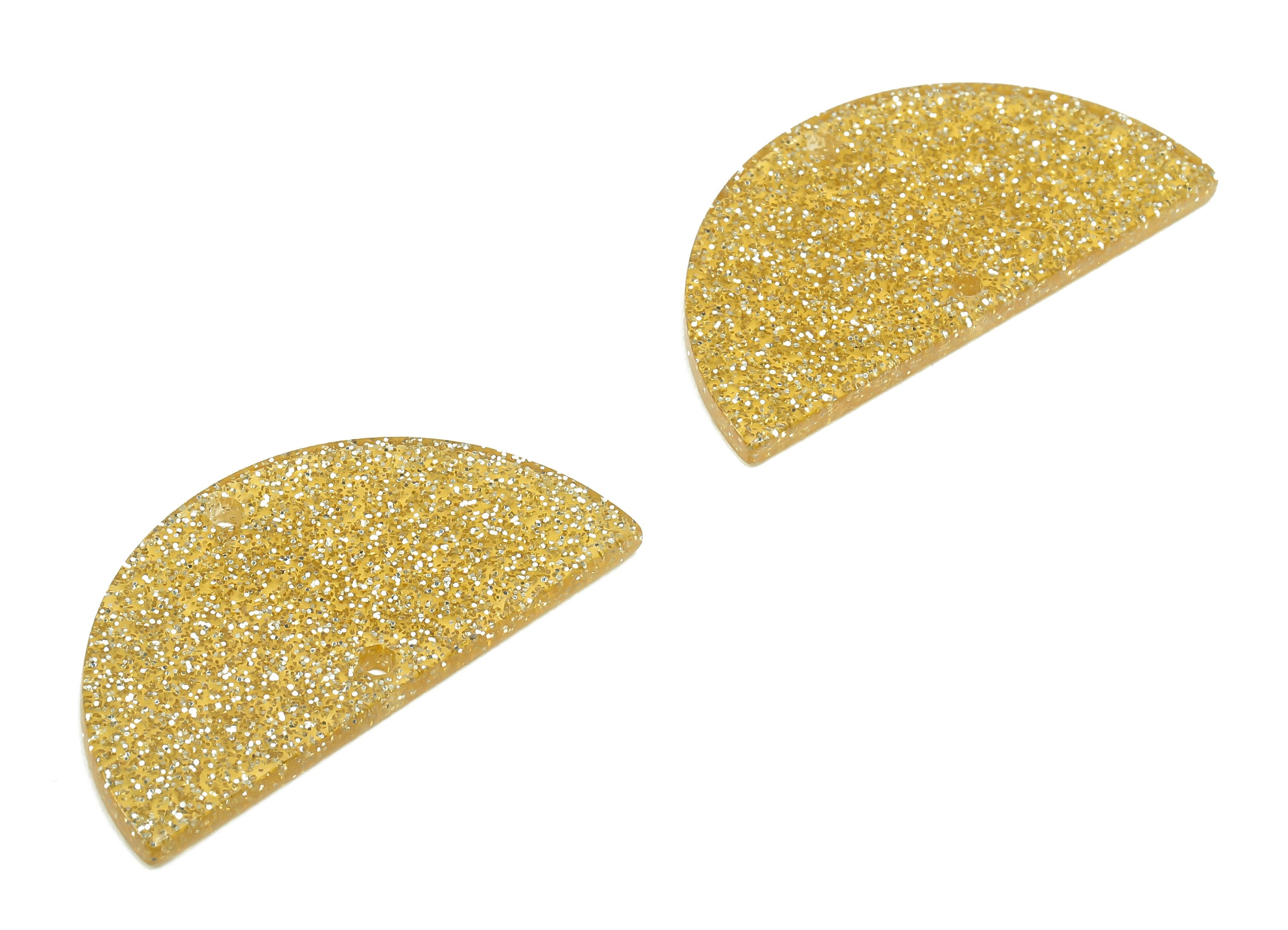 Acetate Semicircle Earrings Connectors - Half Moon Charms With 2 Holes - Earring Findings - Color Code: A98 - 33.7x16.6x2.3mm - AC1218-A98 - DOMEDBAZAAR