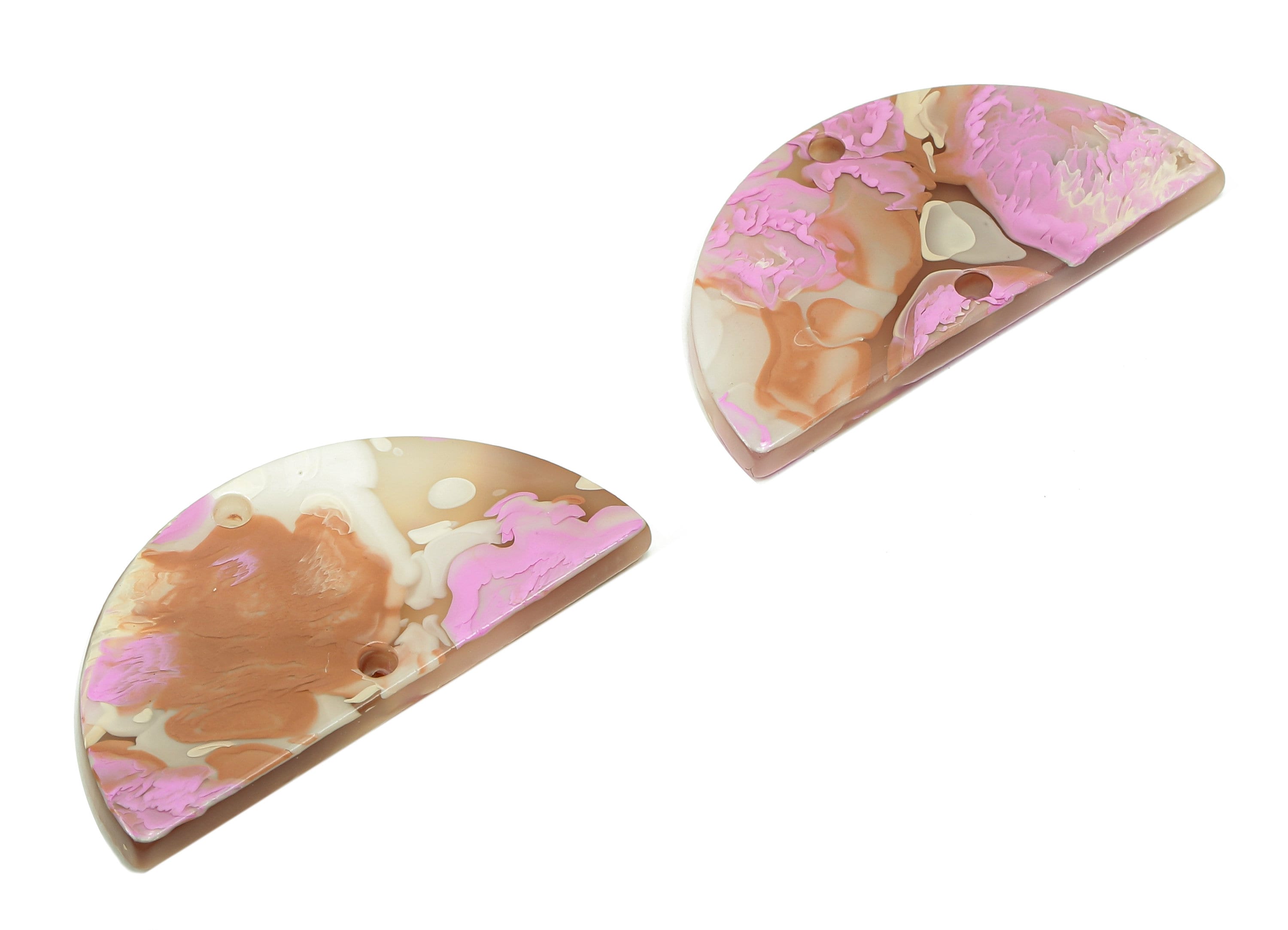 Acetate Semicircle Earrings Connectors - Half Moon Charms With 2 Holes - Earring Findings - Color Code: A582 - 33.6x16.6x2.6mm - AC1218-A582 - DOMEDBAZAAR