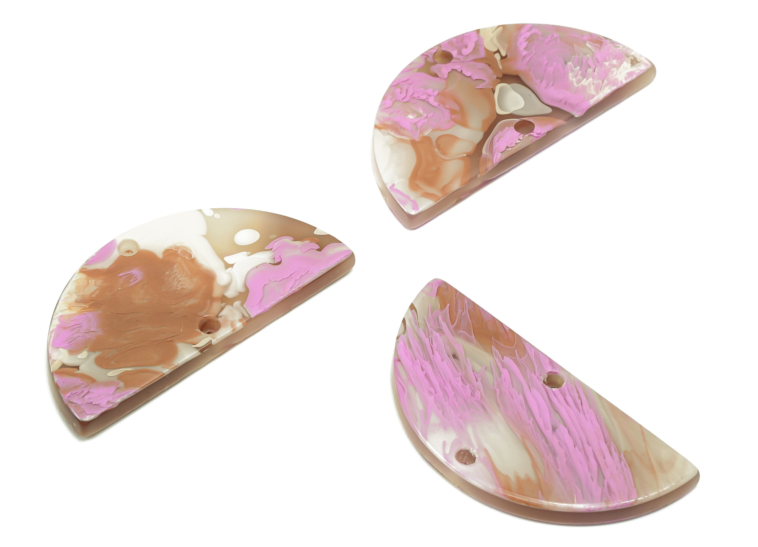 Acetate Semicircle Earrings Connectors - Half Moon Charms With 2 Holes - Earring Findings - Color Code: A582 - 33.6x16.6x2.6mm - AC1218-A582 - DOMEDBAZAAR