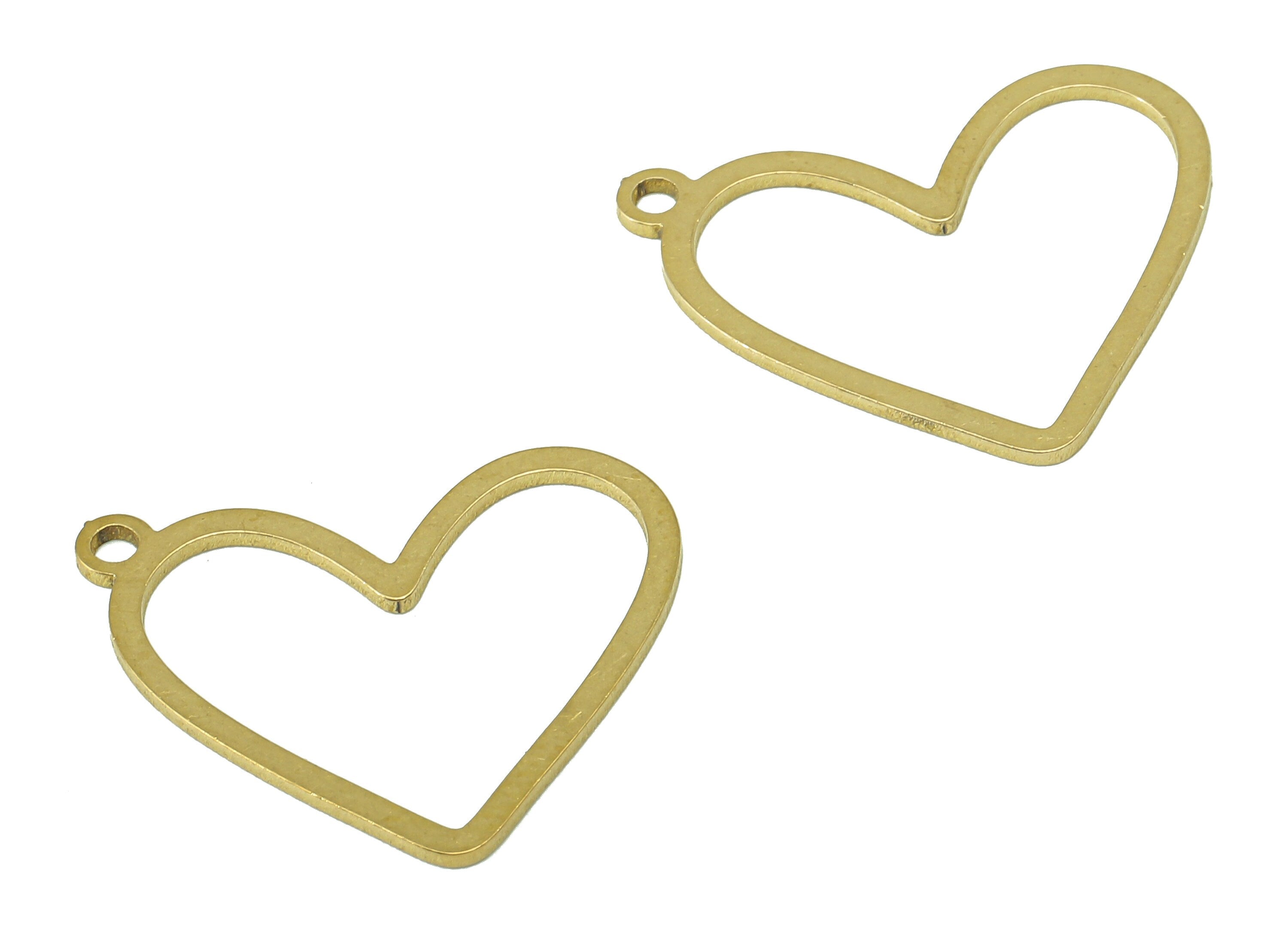 Brass Heart Earring Charm - Raw Brass Heart Pendant - Heart Earring With Loop - Heart Ring - Charm For Necklace - 20.4x17.1x0.7mm - PPA6930 - DOMEDBAZAAR