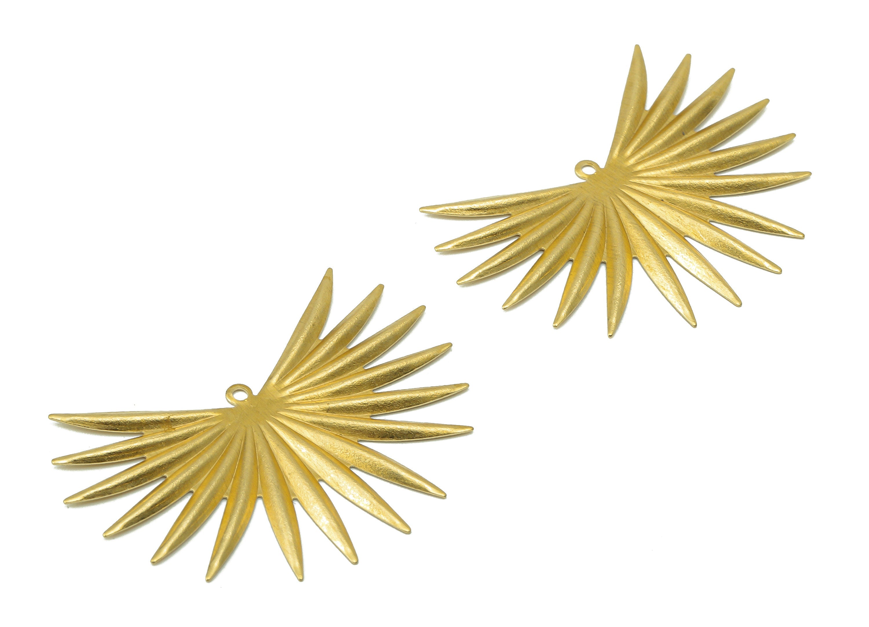 Brass Wing Earring Charms - Raw Brass Fringe Pendant - Fringe Charm With Loop - For Necklace - 42.8x28.98x1.24mm - PP8191 - DOMEDBAZAAR