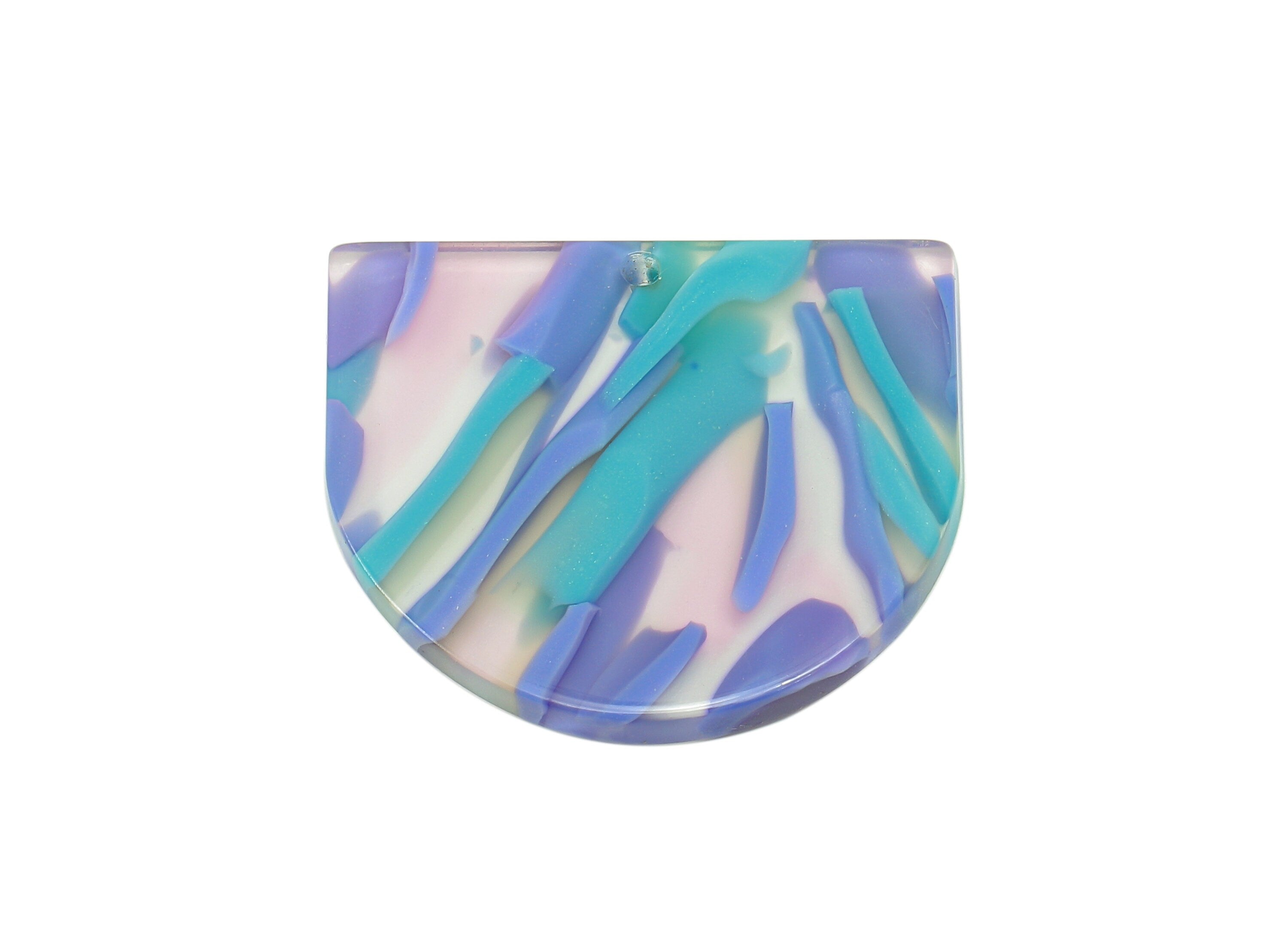 Acetate Domed Earring Charms - Acetate D Earrings - Half Oval Pendant With Hole - Color Code : A884 - 28.3x24.5x2.6mm - AC1322-A884 - DOMEDBAZAAR