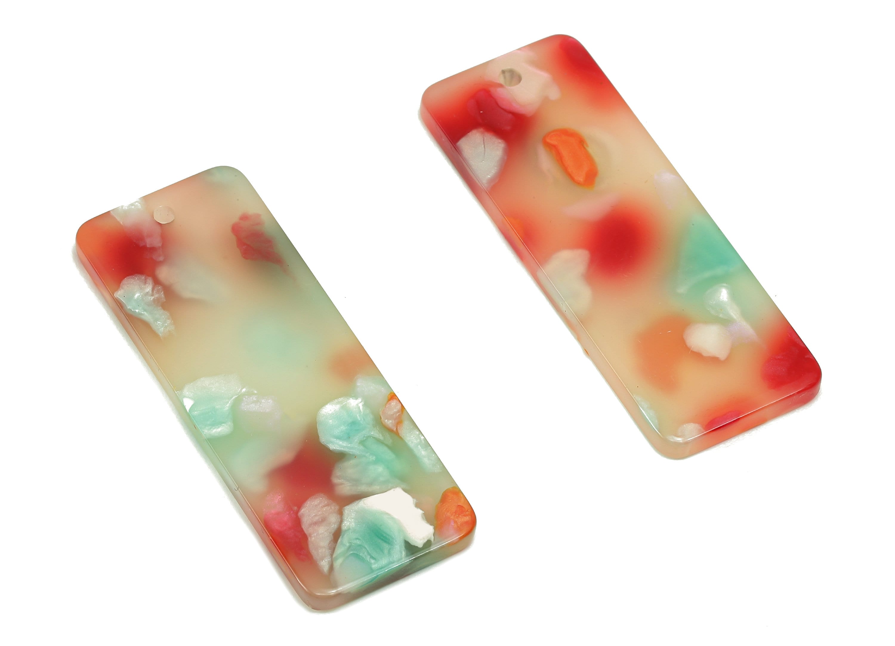 Acrylic Rectangle Earring Charm - Acrylic Long Rectangle Earring - Pendant With Hole - Color Code: A758 - 39.7x14.7x2.4mm - AC2564-A758 - DOMEDBAZAAR