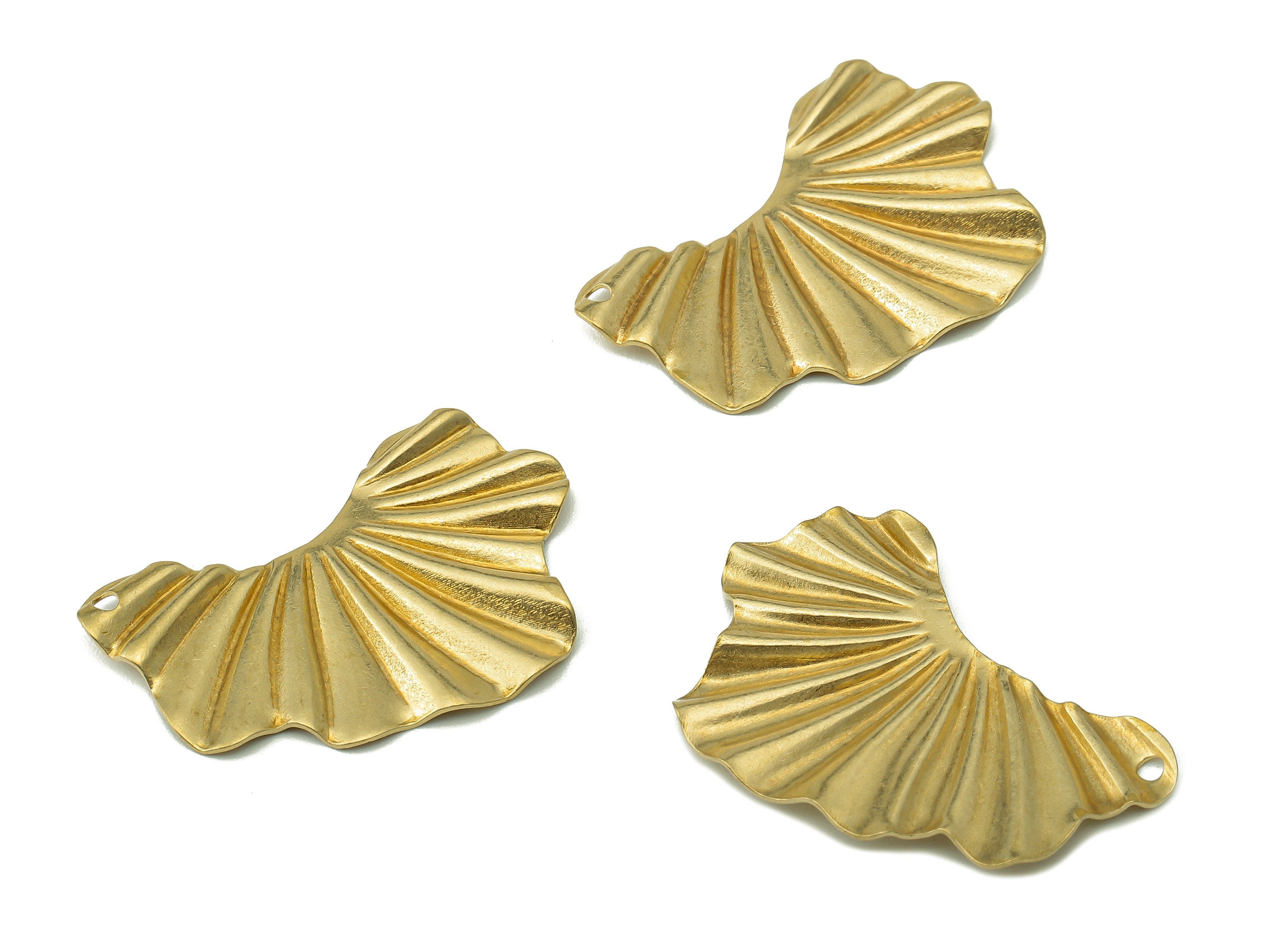 Brass Lotus Leaf Earring Charms - Raw Brass Geometric Ladder Pendant - Ladder Charm With Hole - For Necklace - 31.84x21.46x1mm - PP8194 - DOMEDBAZAAR