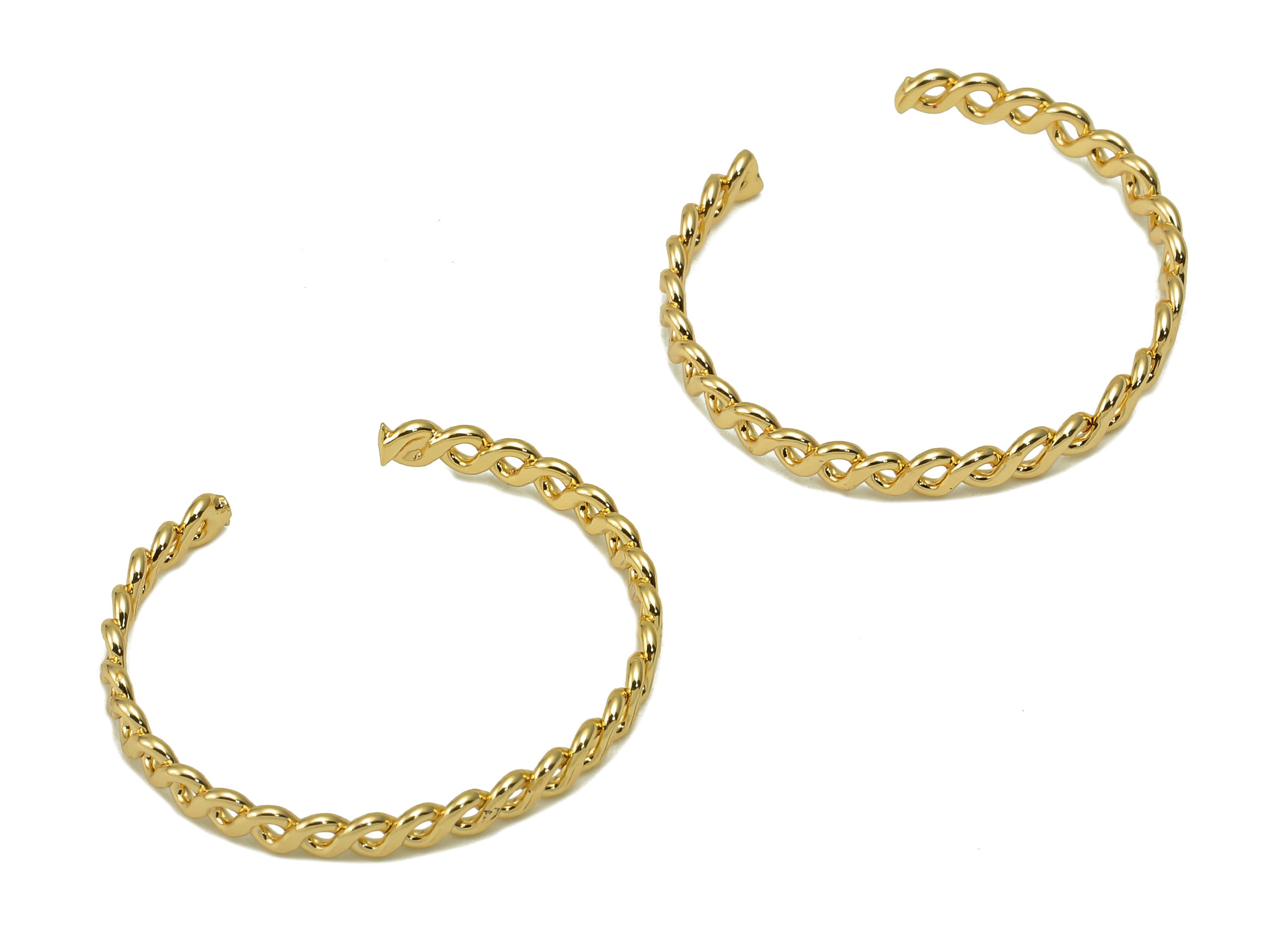 Twisted Brass Wire Ring - Flat Brass Wire Hoop - Open Circle Hollow Ring - 18K Real Gold Plating - 21.04x2.55x0.98mm - RGP5622 - DOMEDBAZAAR