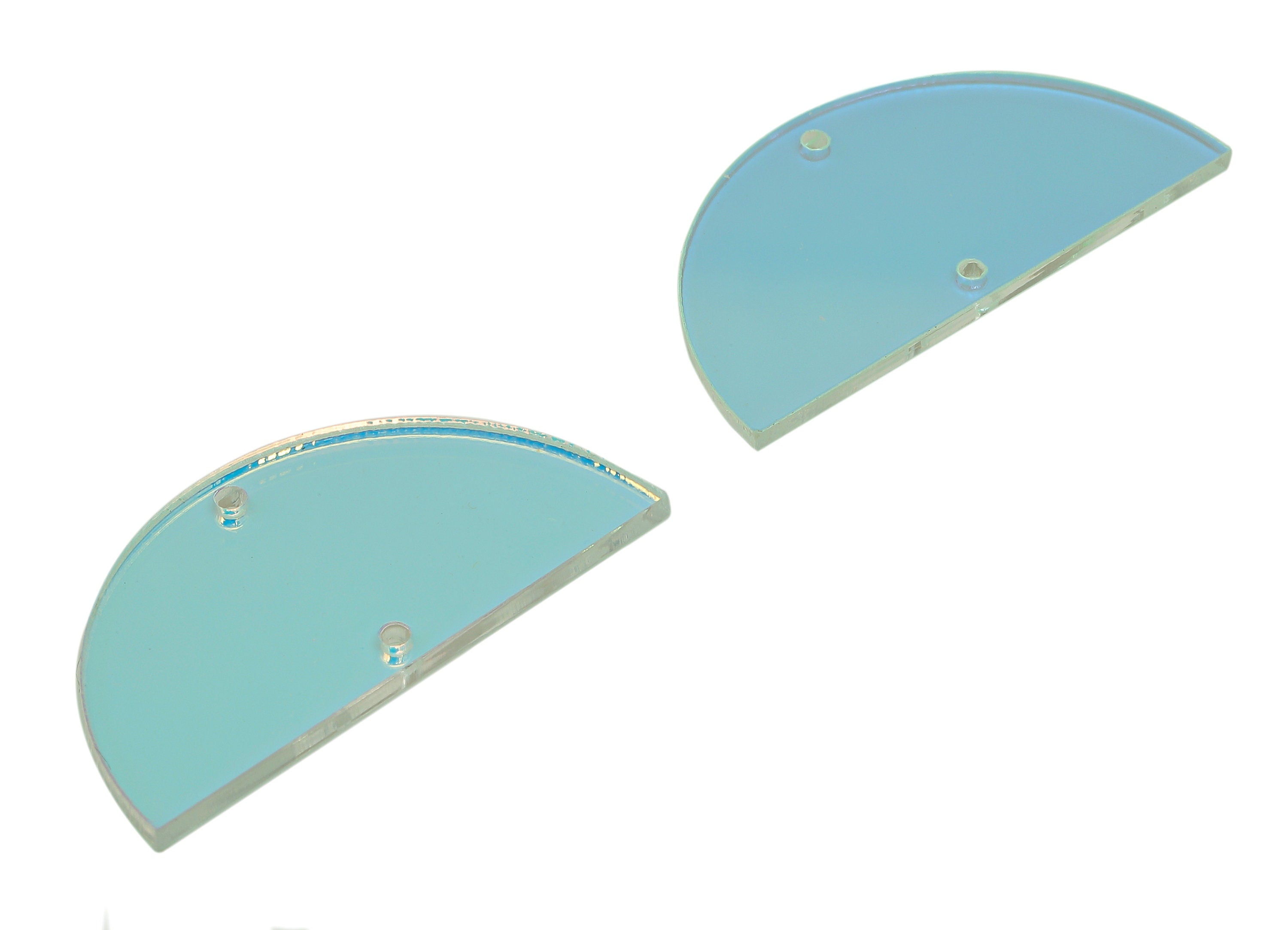 Acrylic Semicircle Earrings Connectors - Rainbow Color Half Moon Earring - Charm With 2 Holes - Color Code: A575 - 36x18x1.7mm - AC1794-A575 - DOMEDBAZAAR