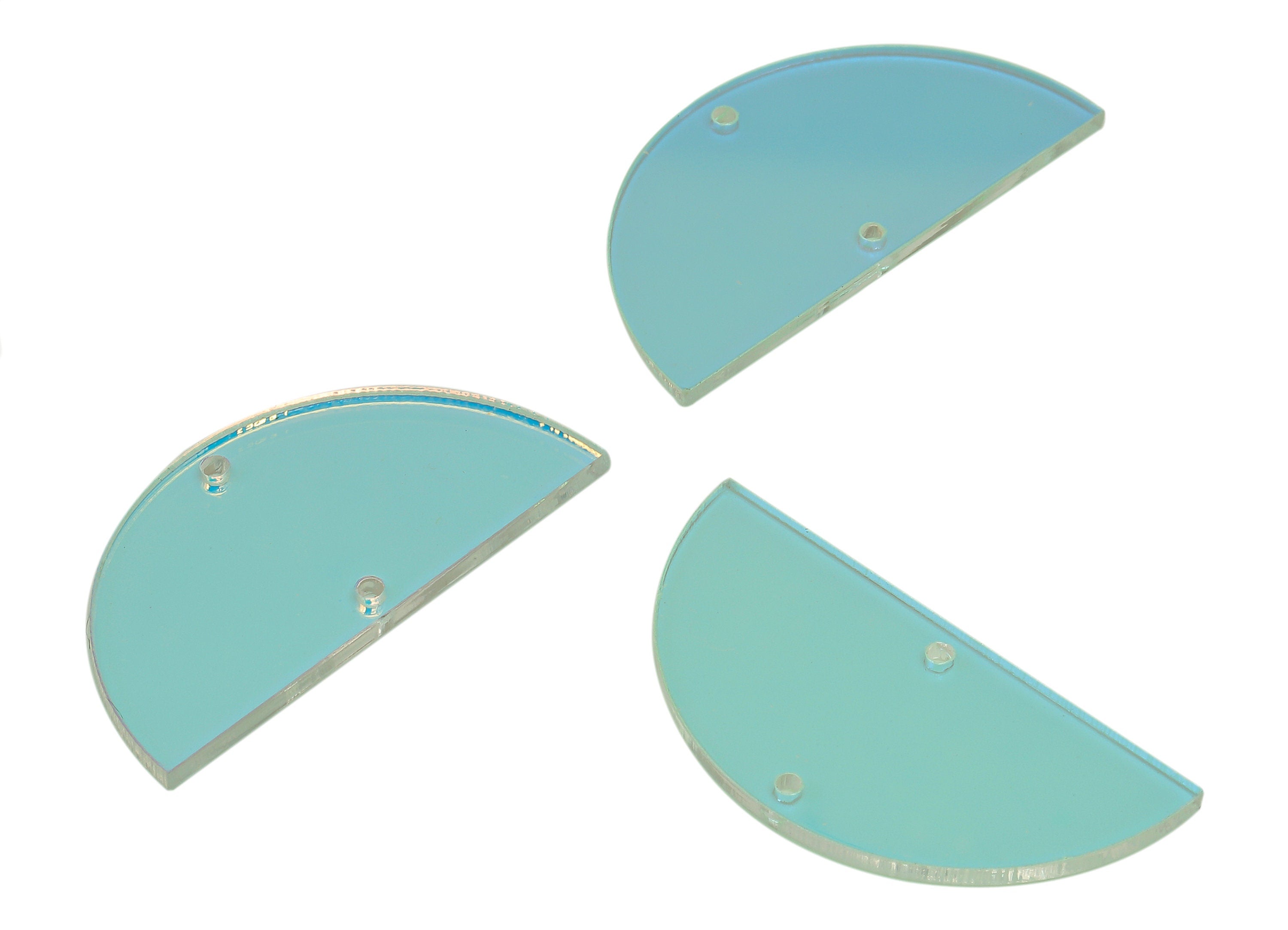 Acrylic Semicircle Earrings Connectors - Rainbow Color Half Moon Earring - Charm With 2 Holes - Color Code: A575 - 36x18x1.7mm - AC1794-A575 - DOMEDBAZAAR
