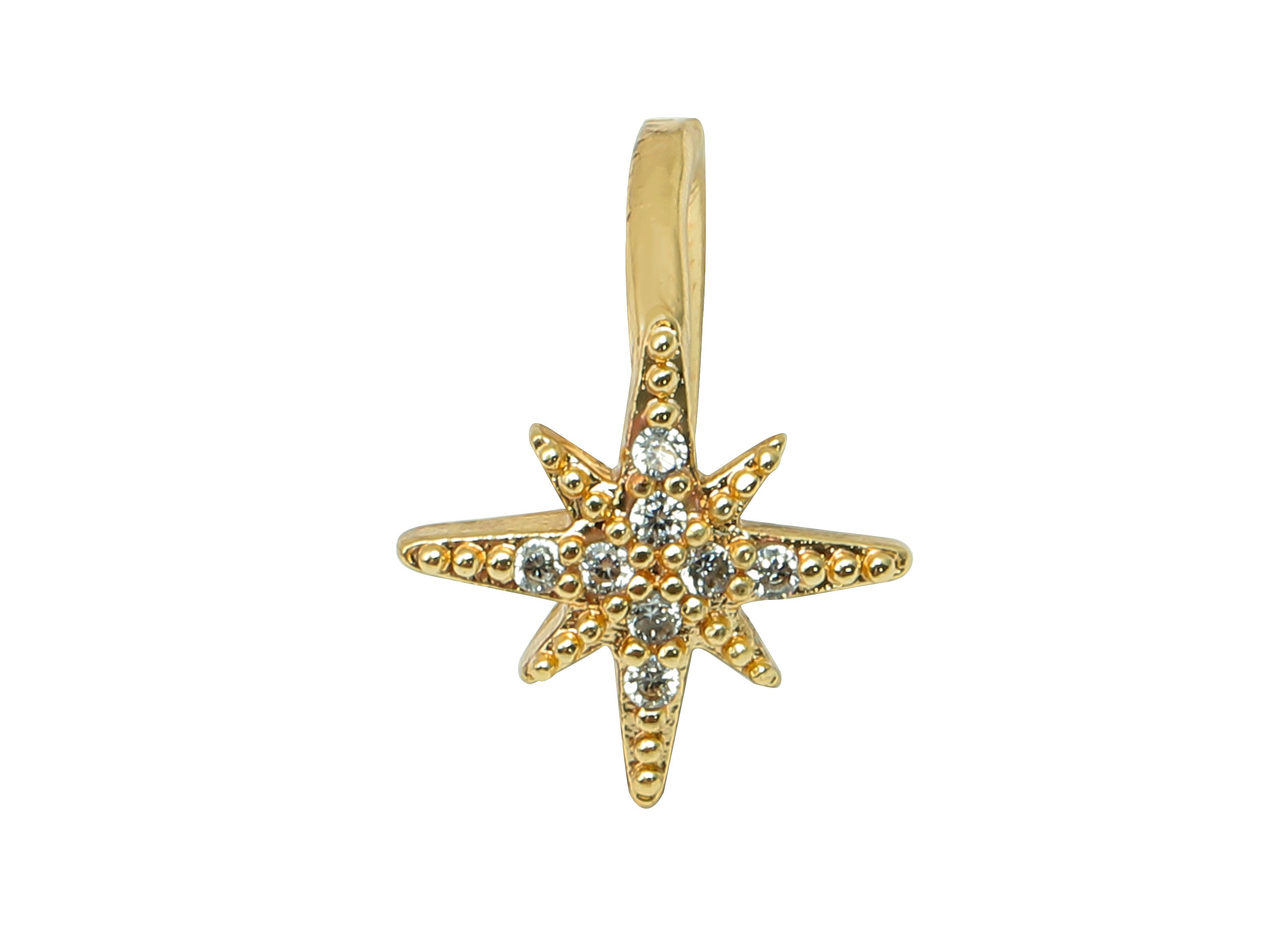 Brass Star Open Round C Ear Cuff - Cartilage Earring With Zircon - Planet Huggie Hoop Earring - 18K Real Gold Plating - 12x9x1.1mm - RGP5636 - DOMEDBAZAAR