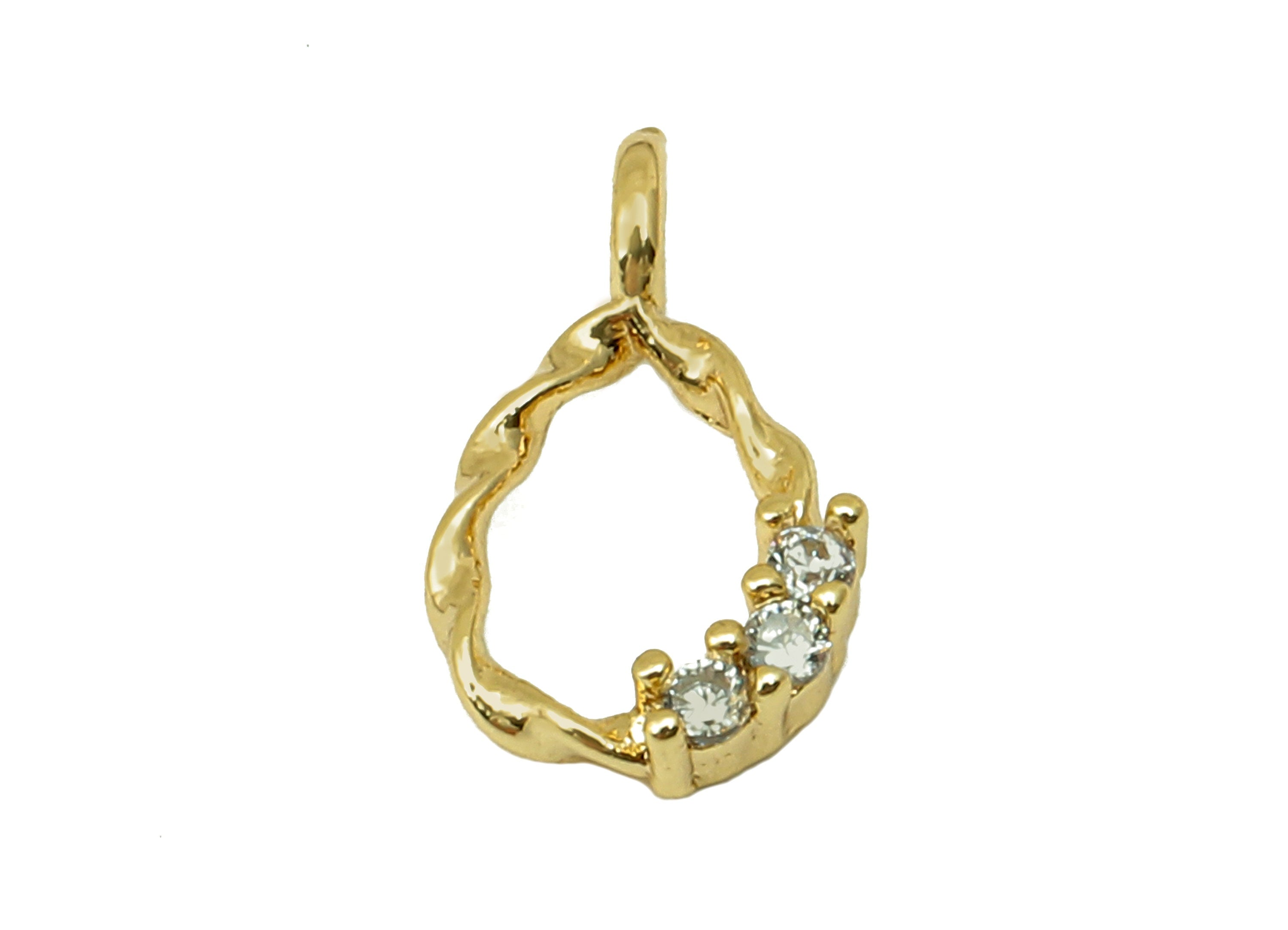 Brass Mini Drop Earring With Zircon - Gold Tiny Teardrop Charms - Pendant With Loop - 18K Real Gold Plating - 10.67x6.31x1.9mm - RGP5637 - DOMEDBAZAAR