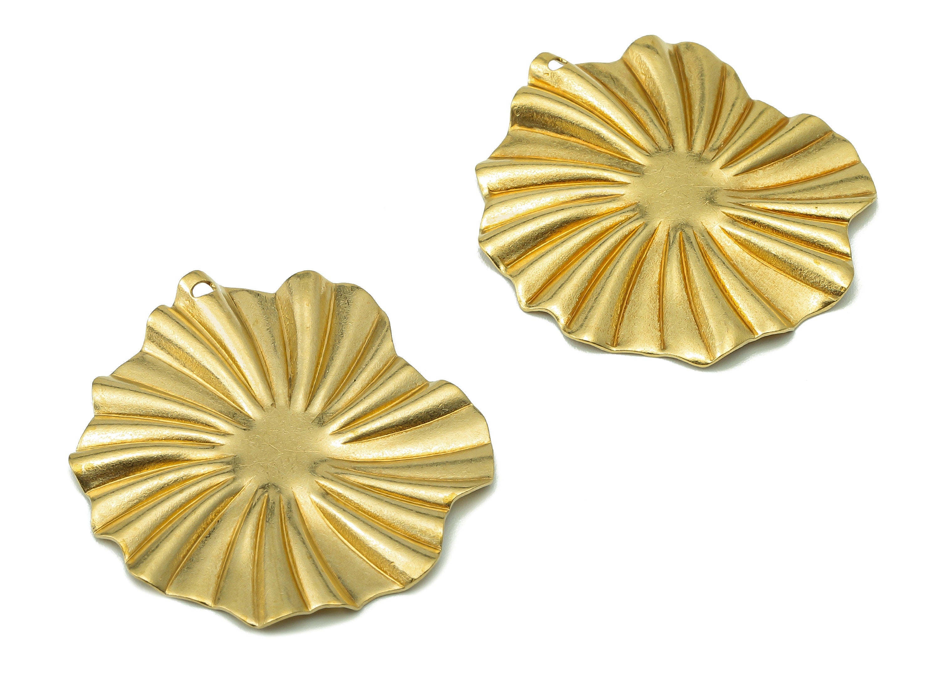Brass Lotus Leaf Earring Charms - Raw Brass Flower Ladder Pendant - Ladder Charm With Hole - For Necklace - 35.8x33.78x2.35mm - PP8193 - DOMEDBAZAAR