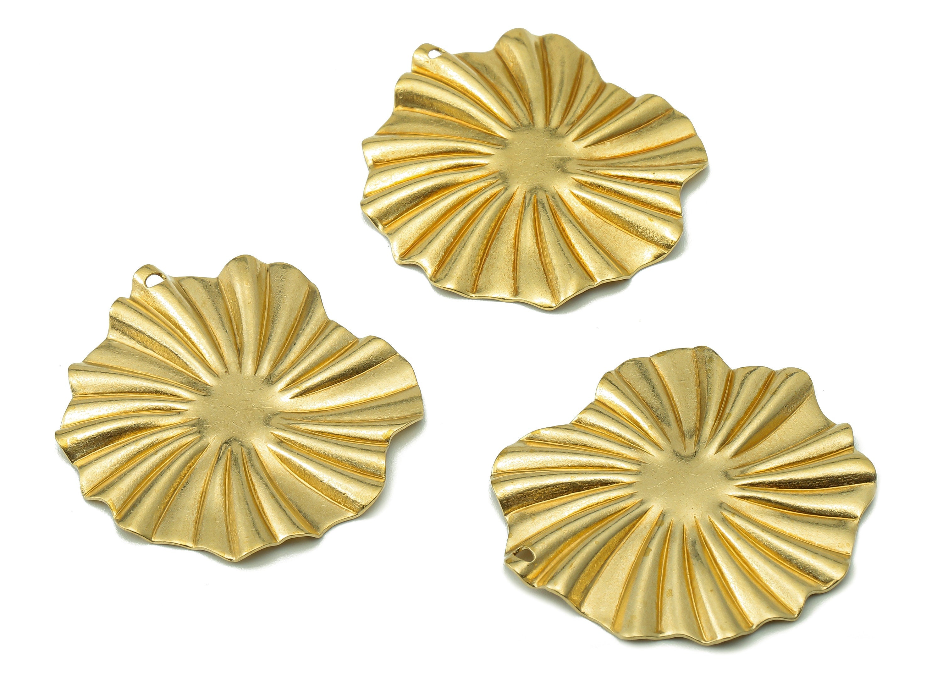 Brass Lotus Leaf Earring Charms - Raw Brass Flower Ladder Pendant - Ladder Charm With Hole - For Necklace - 35.8x33.78x2.35mm - PP8193 - DOMEDBAZAAR