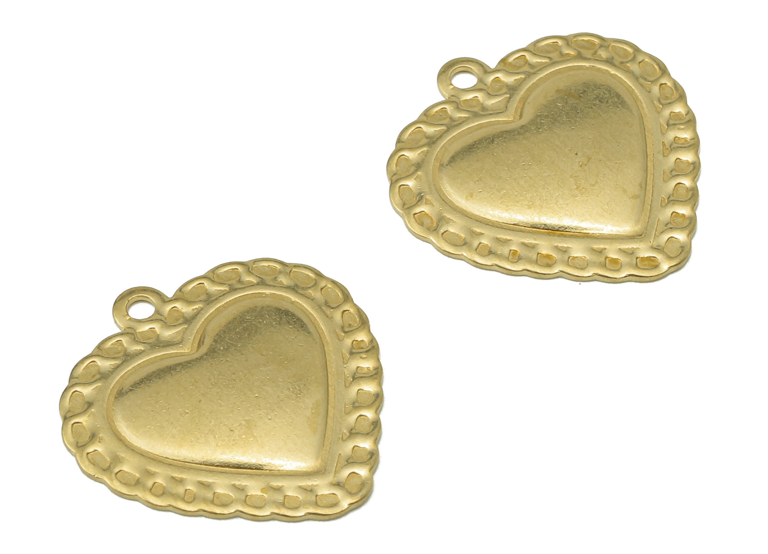 Brass Heart Earring Charms - Raw Brass Heart Pendant With Loop - Heart Charms - For Necklace - 18.7x18.1x0.67mm - PP8209 - DOMEDBAZAAR