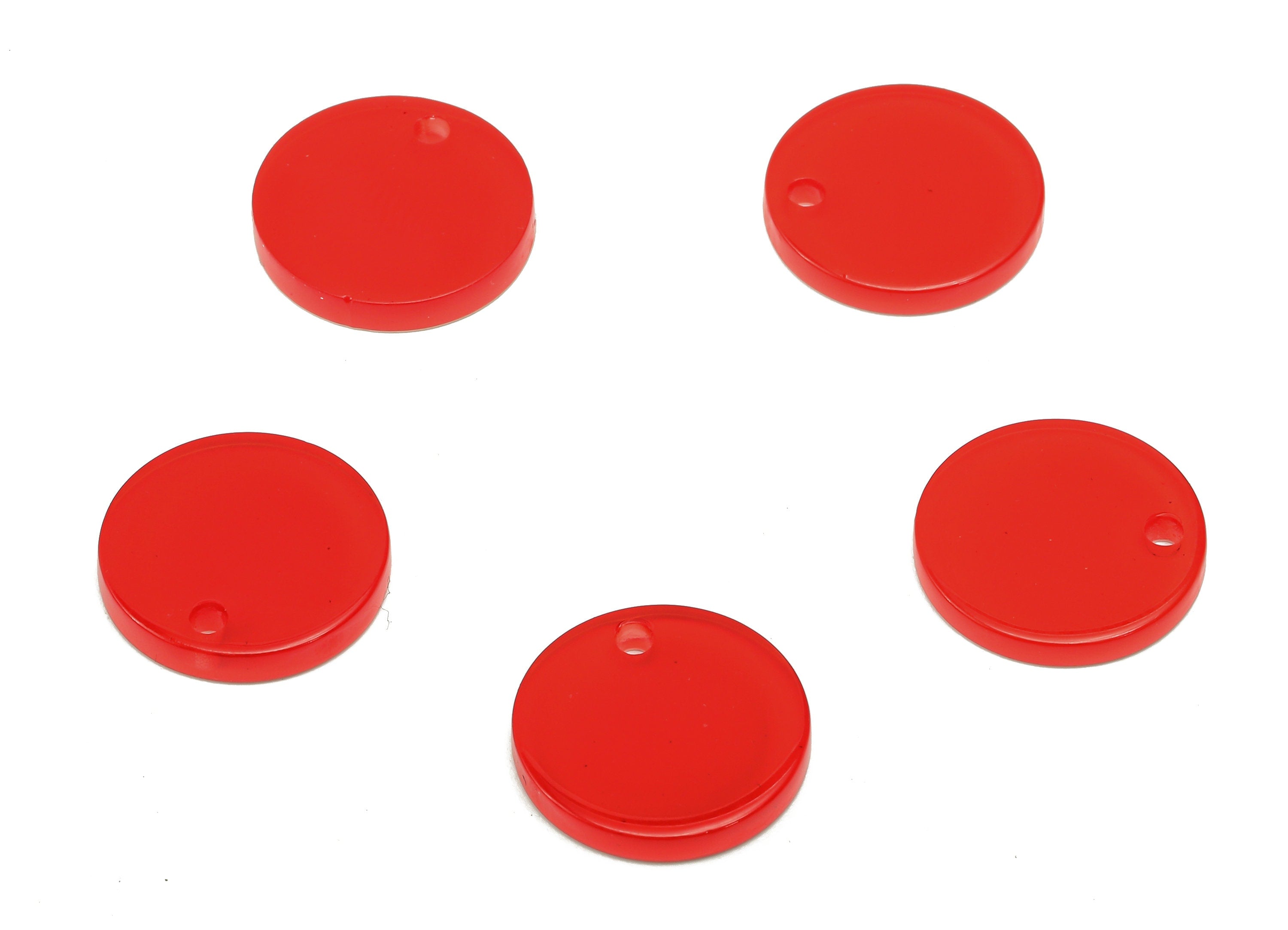 Acrylic Round Earring Charm - Acrylic Red Circle Earring - Round Pendant With Hole - Color Code: A835 - 14.25x14.21x2.55mm - AC2555-A835 - DOMEDBAZAAR