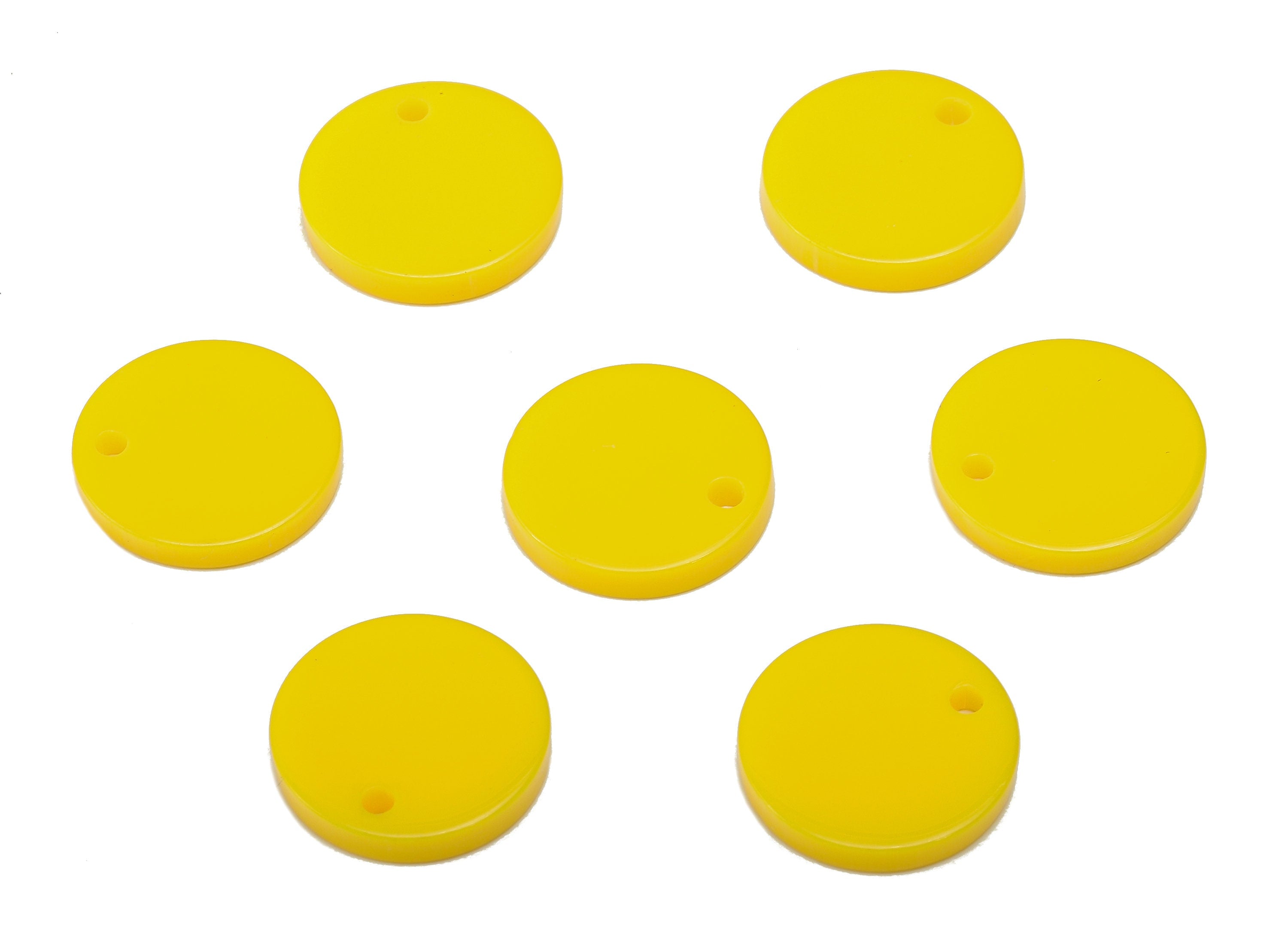 Acrylic Round Earring Charm - Acrylic Yellow Circle Earring - Round Pendant With Hole - Color Code: A836 - 14.36x14.26x2.37mm - AC2555-A836 - DOMEDBAZAAR