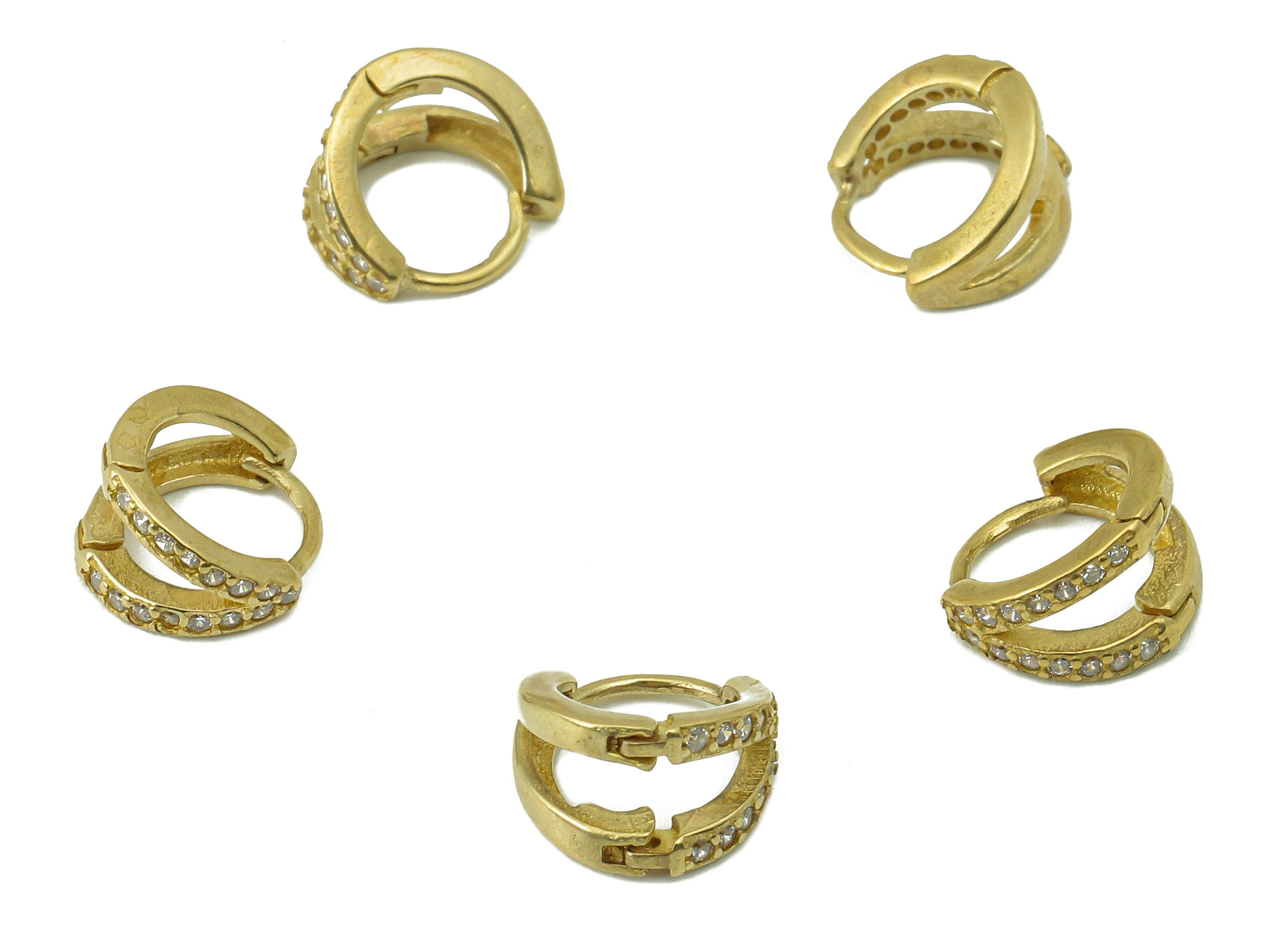 Brass Mini Round Earring Clasp - Cubic Zirconia CZ Hoop Clasp - Raw Brass Huggie Hoop Earring - Tiny Earring Clasp - 9.3x8.5x1.45mm - PP8223 - DOMEDBAZAAR