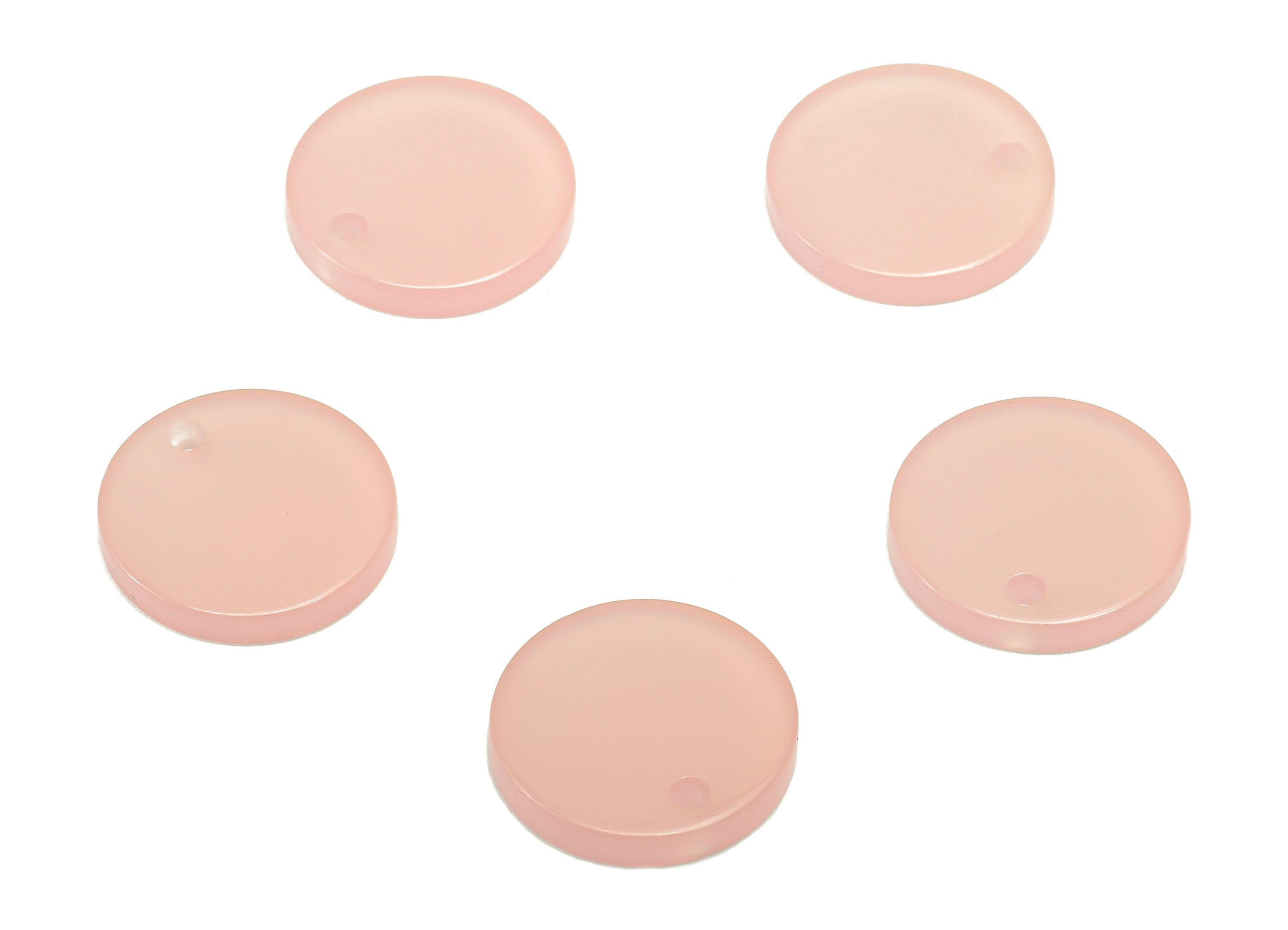 Acrylic Round Earring Charm - Acrylic Pink Circle Earring - Round Pendant With Hole - Color Code: A837 - 14.24x14.20x2.28mm - AC2555-A837 - DOMEDBAZAAR