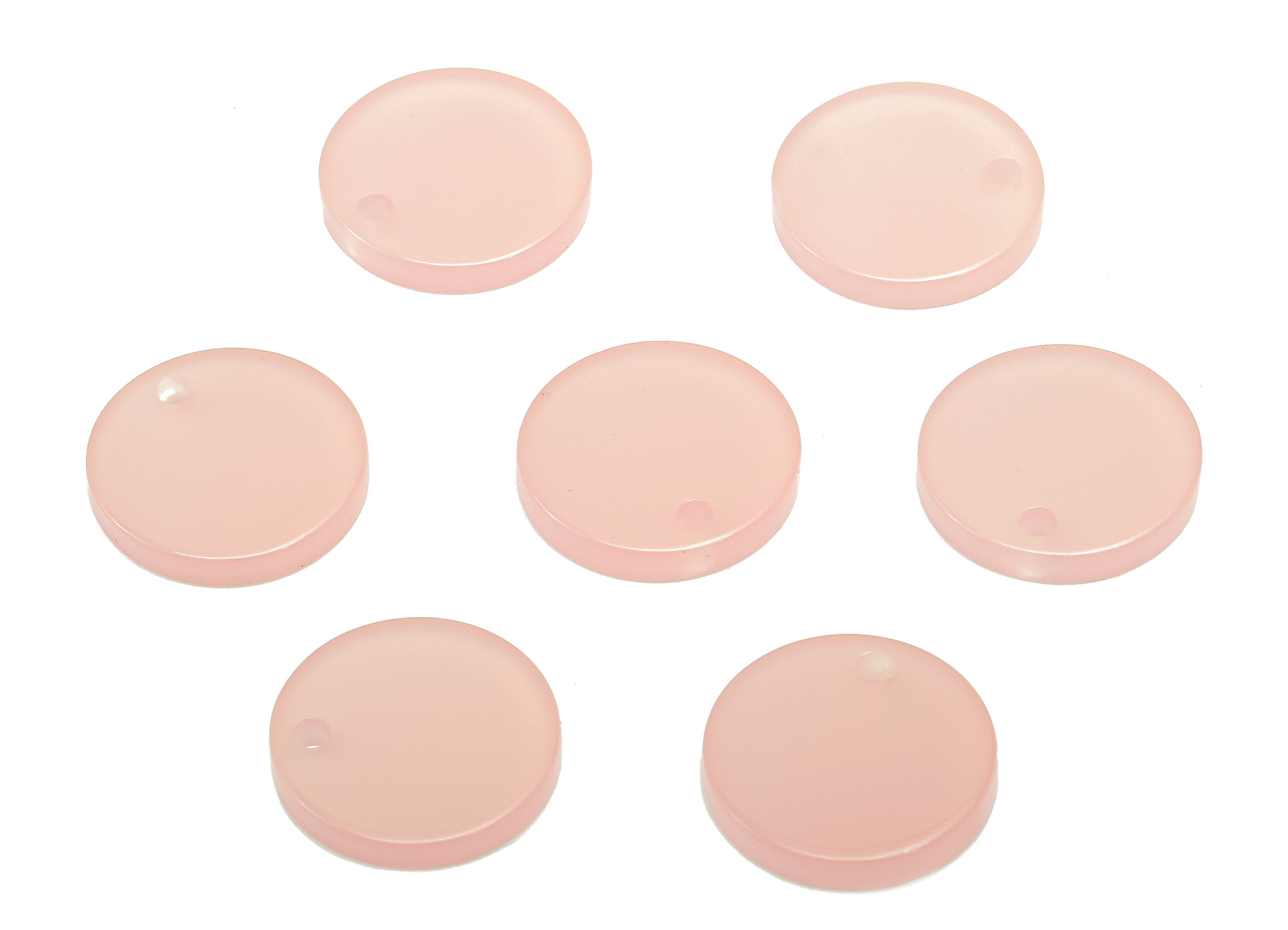 Acrylic Round Earring Charm - Acrylic Pink Circle Earring - Round Pendant With Hole - Color Code: A837 - 14.24x14.20x2.28mm - AC2555-A837 - DOMEDBAZAAR