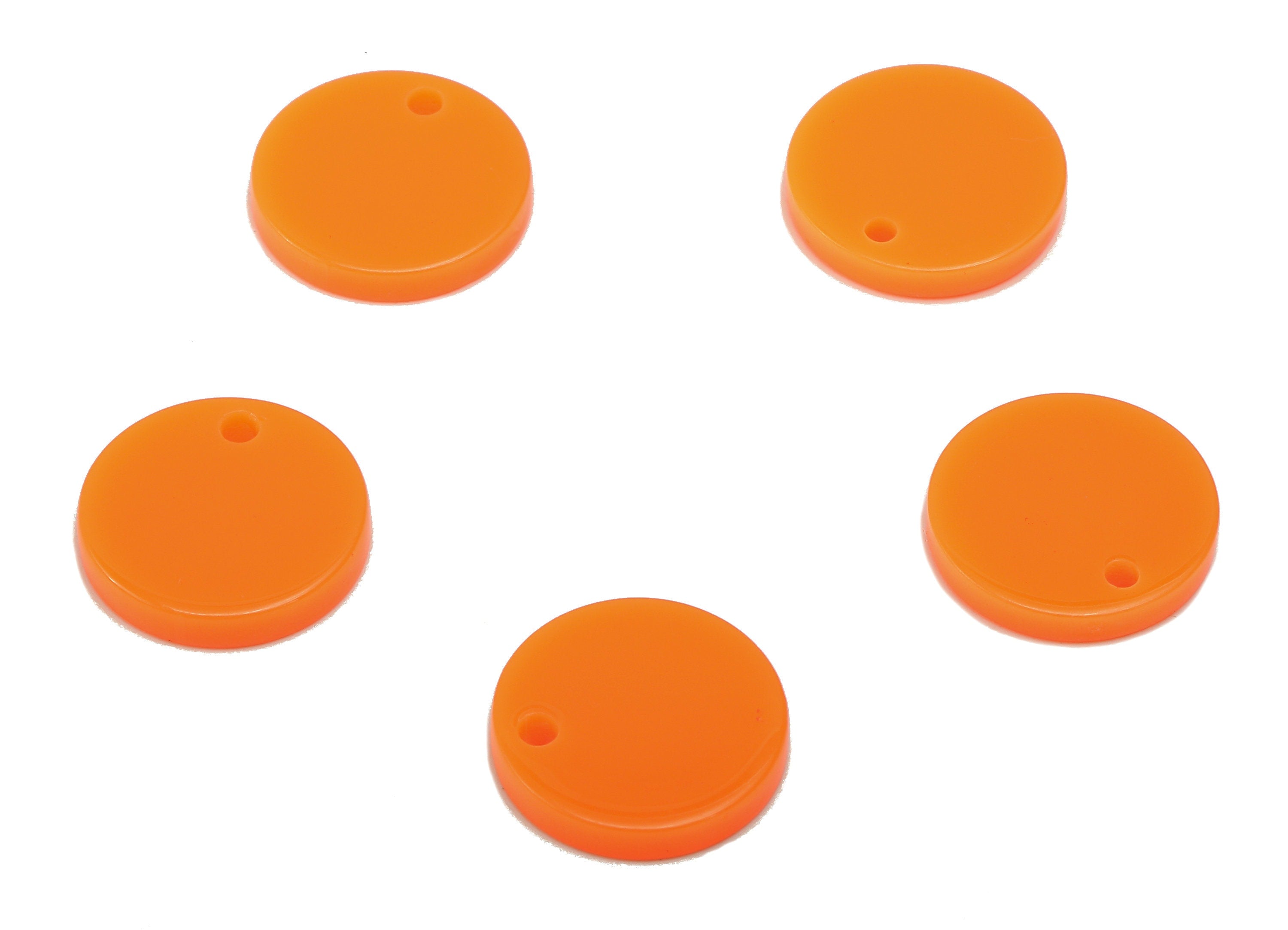 Acrylic Round Earring Charm - Acrylic Orange Circle Earring - Round Pendant With Hole - Color Code: A839 - 14.25x14.17x2.40mm - AC2555-A839 - DOMEDBAZAAR