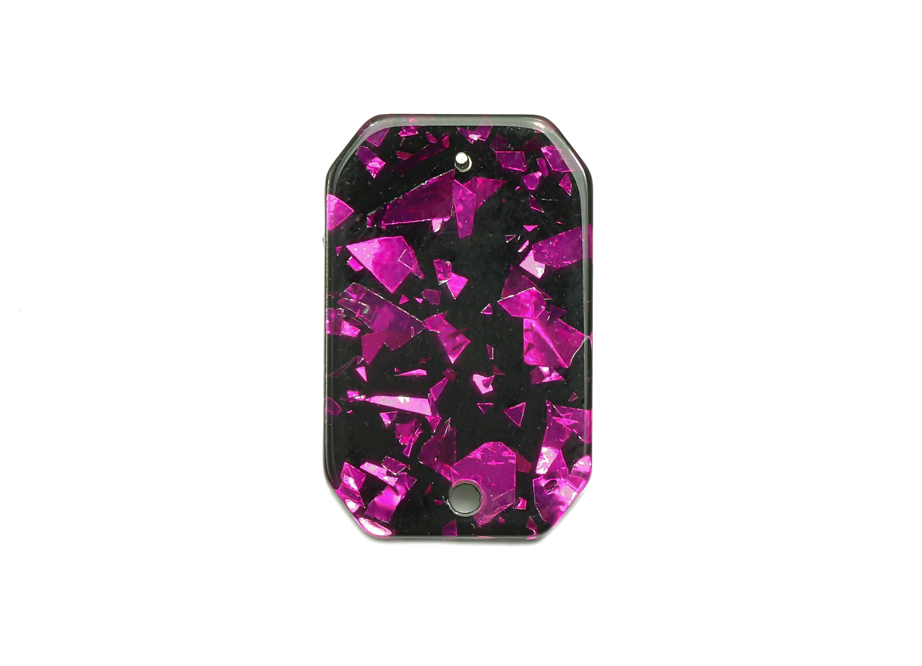 Acrylic Rectangle Stud Earring - Pink Foil Earring Post With Hole - 316 Stainless Steel - Color Code: A636 - 24.68x15.7x2.5mm - AC2561-A636 - DOMEDBAZAAR