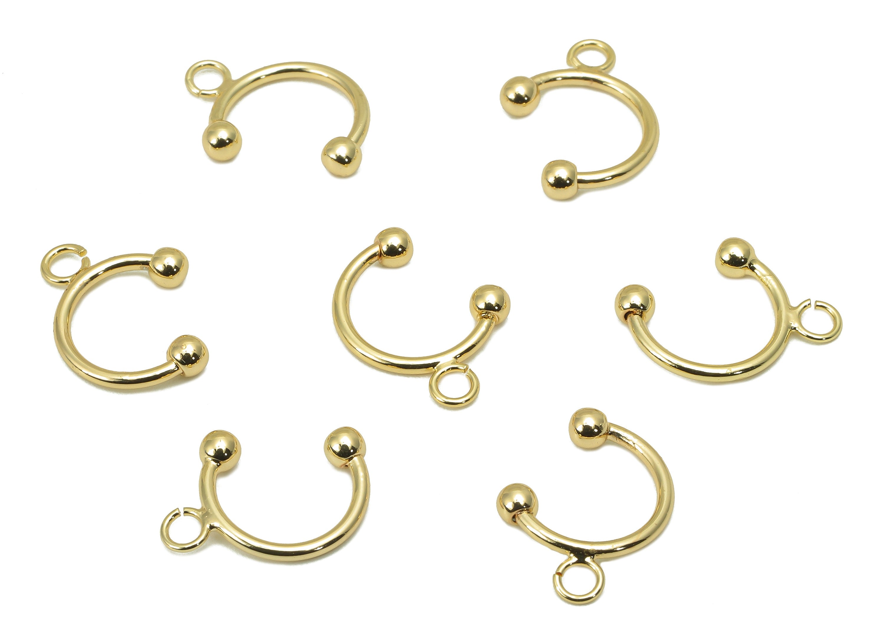Brass Mini Open Hoop Earring Charm - Septum Open Round C Ring - Cartilage Earring With Loop - 18K Real Gold Plating - 7.5x7.5x5.2mm -RGP5813 - DOMEDBAZAAR