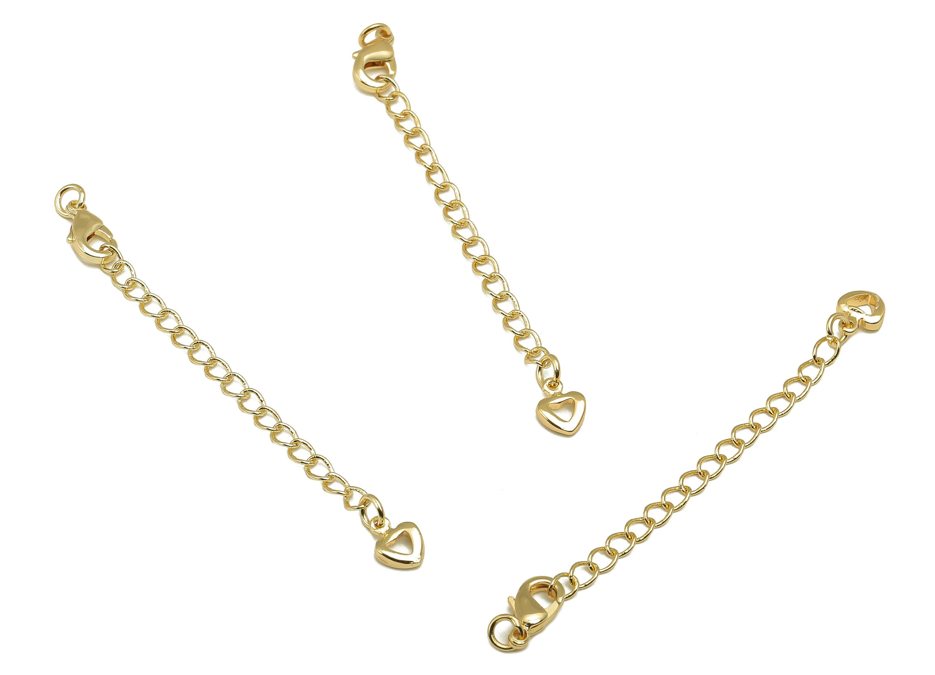 Extender Curb Chain - Extender Safety Parrot Clasp - Heart Lobster Clasp - Extension Chain - 18K Real Gold Plating - 67.3x5.6x2.4mm -RGP5814 - DOMEDBAZAAR