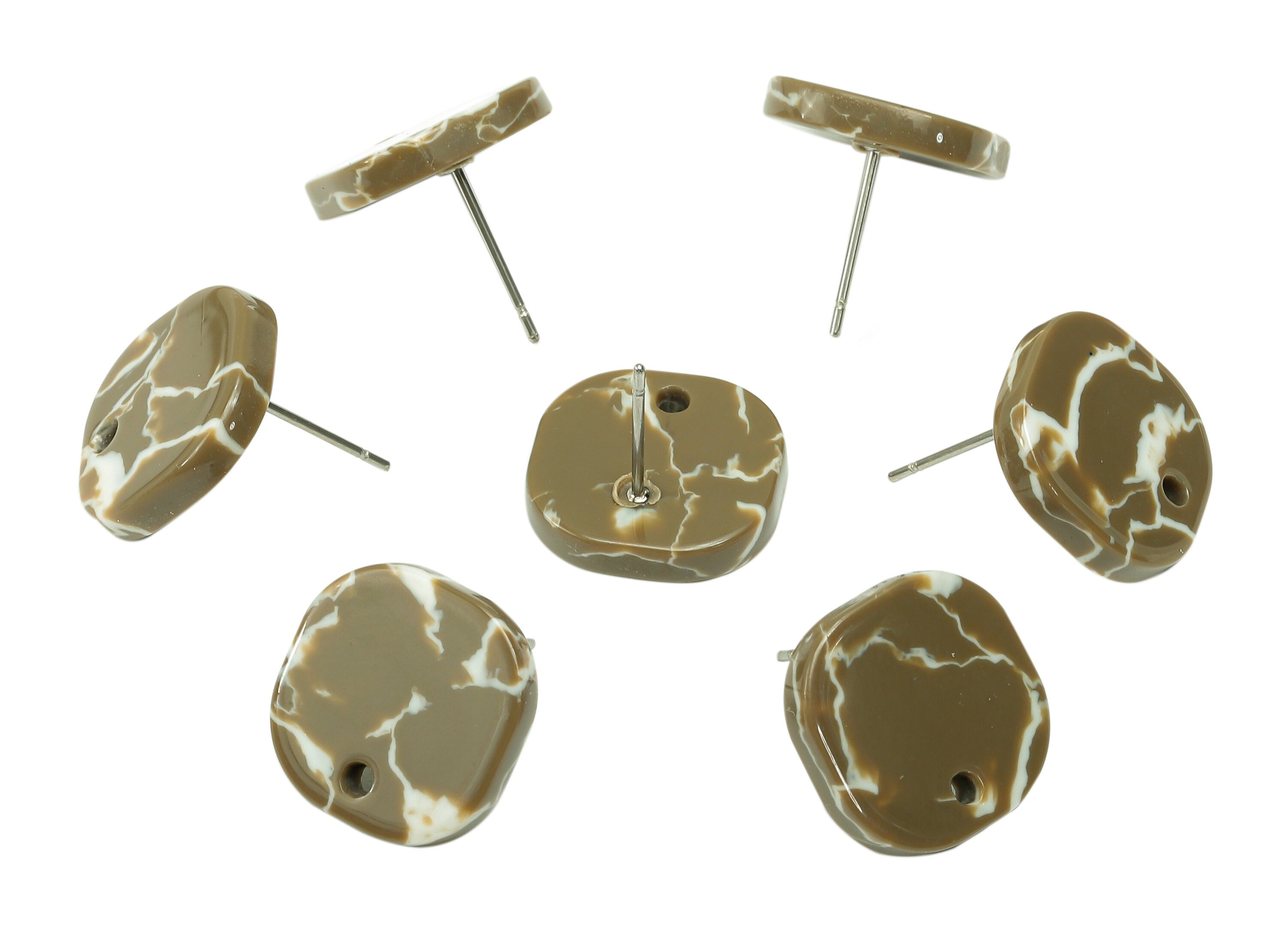 Acetate Oval Square Stud Earring - Acetate Earring Post With Hole - 316 Stainless Steel Stud - Color Code: A844 - 15x14.5x3mm - AC2562-A844 - DOMEDBAZAAR