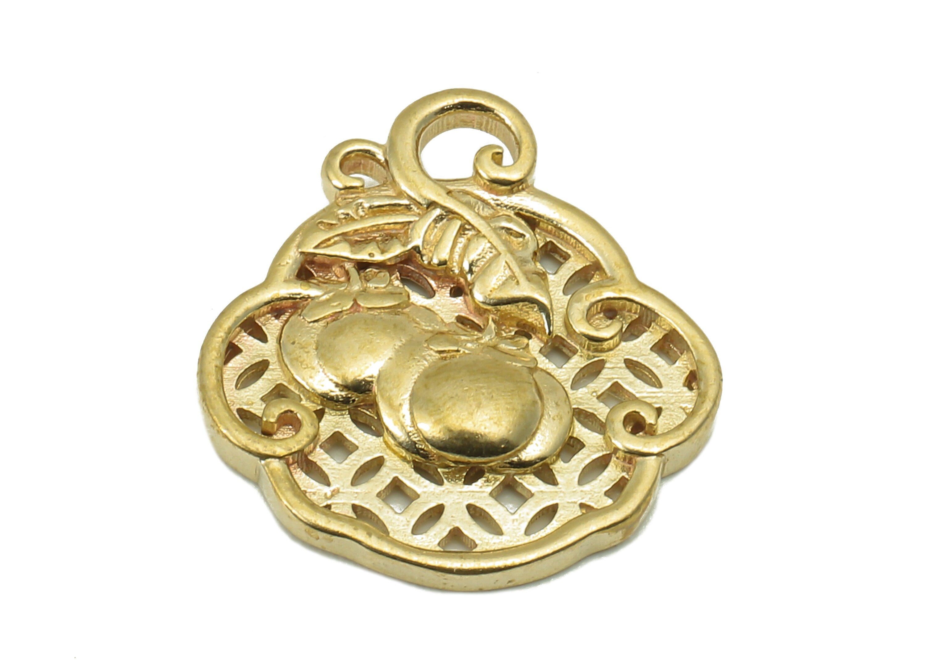 Brass Cloud Pumpkin Earring Charm - Raw Brass Cloud Bracelet Charm - Necklace Pendant With Loop - Hollow Earring - 17.7x16.3x2.3mm - PP8185 - DOMEDBAZAAR