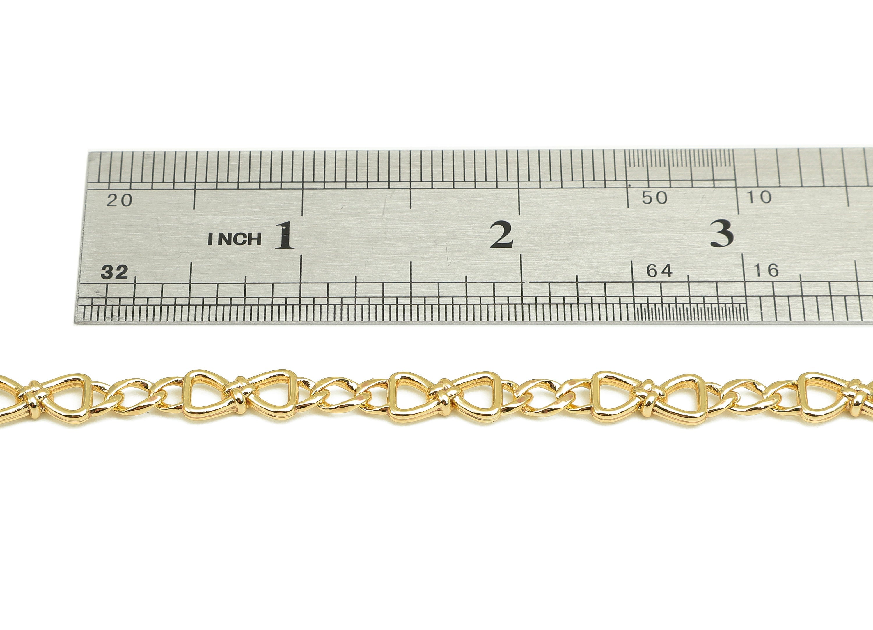 Brass Knot Chain - Gold Bowtie Chain - Bowtie Curb Chain - Gift For Her For Necklace - 18K Chains - 20.8x6.4x1.8mm - RGP5818 - DOMEDBAZAAR